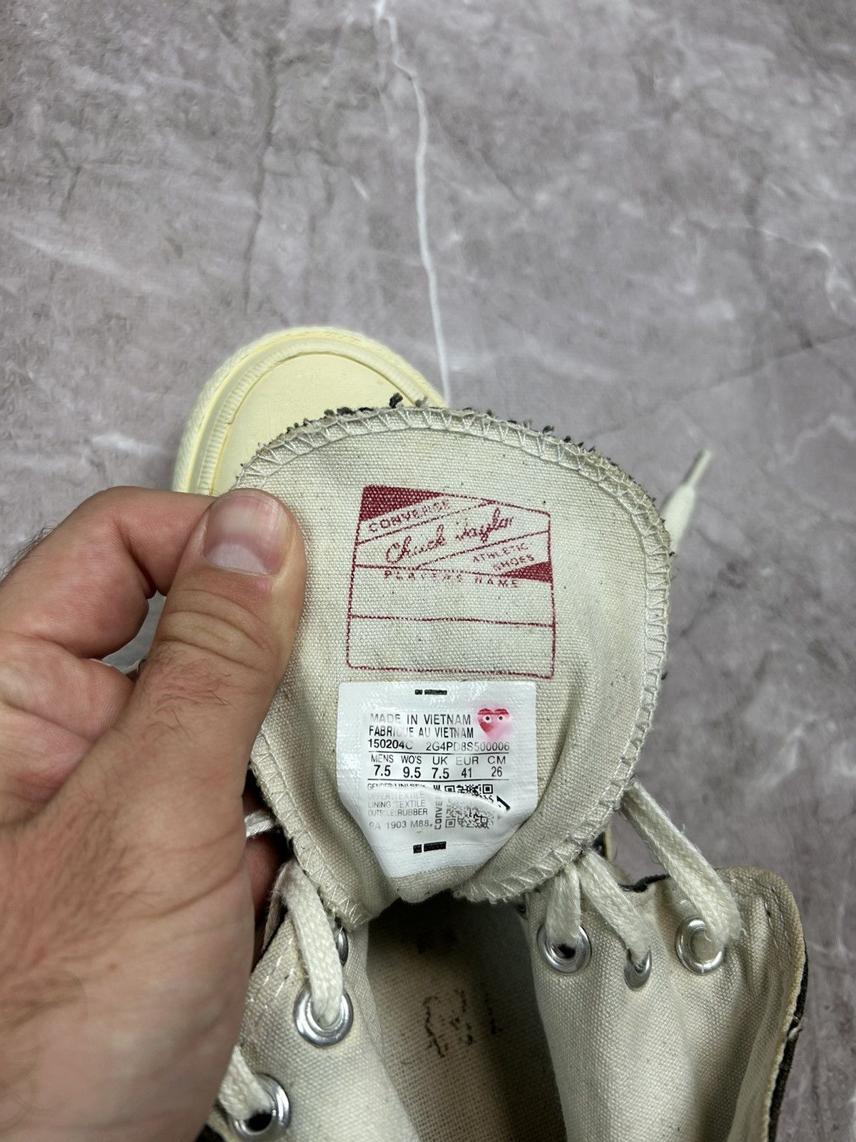 Comme des Garcons × Comme des Garcons PLAY × Converse Comme Des Garcons CDG PLAY x Converse Chuck Taylor 70s High Size US 7.5 / EU 40-41 - 12 Thumbnail