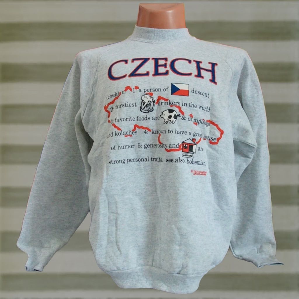 Fruit Of The Loom VTG Czech Nationalities crewneck Sweatshirt Men's XL Gray Graphic Print 90s Beer Patriotic Fruit of the Loom Mens XL Size US XL / EU 56 / 4 - 1 Thumbnail