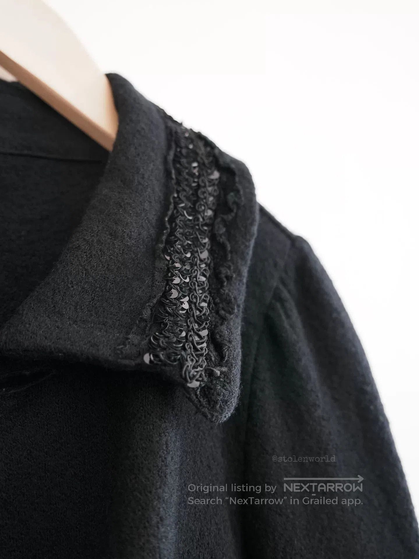 Comme des Garcons Girl Black Wool Jacket with Sequin Detail. Size M / US 6-8 / IT 42-44 - 2 Thumbnail