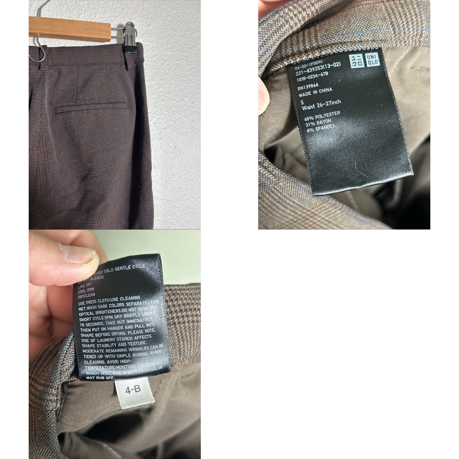 Uniqlo VINTAGE Uniqlo Women's Small Brown Plaid Dress Pants Polyester 27x27 Size 28" / US 6 / IT 42 - 9 Thumbnail