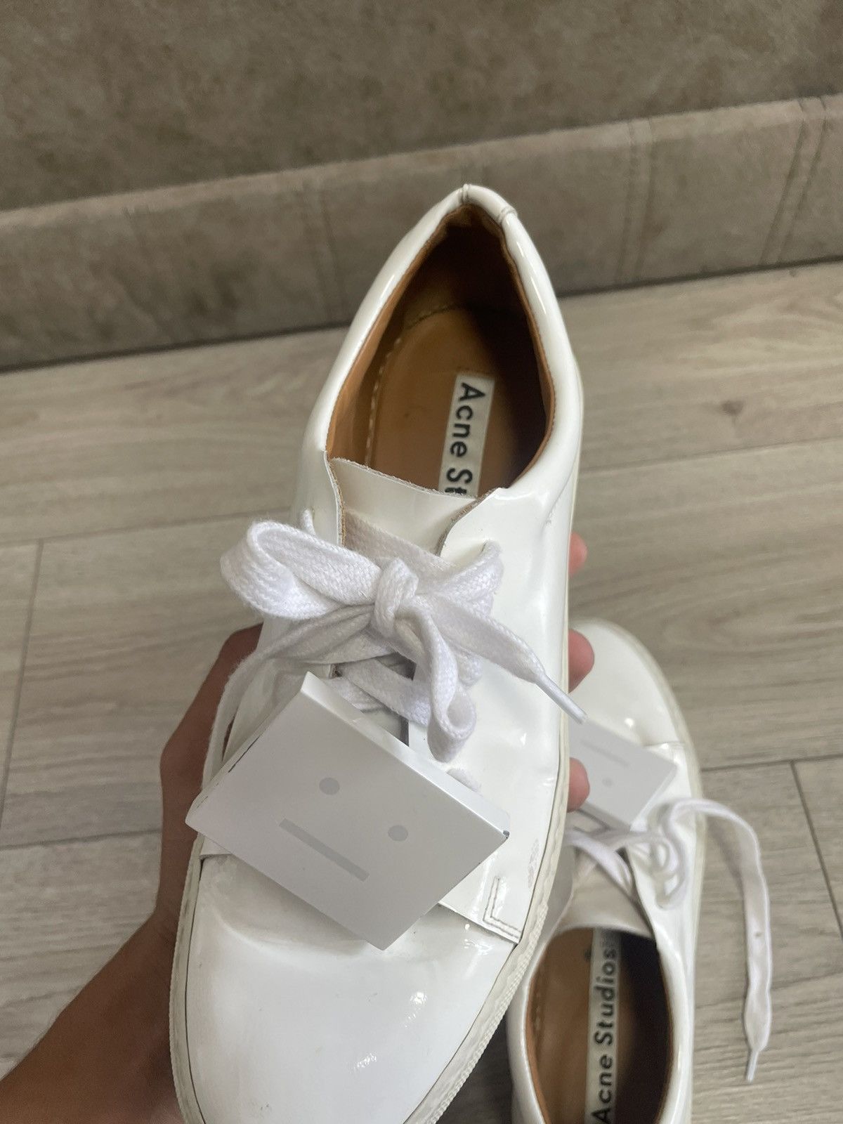 Acne Studios Acne Studios Adriana Patent White Low-Top Sneakers Size US 7 / IT 37 - 15 Thumbnail