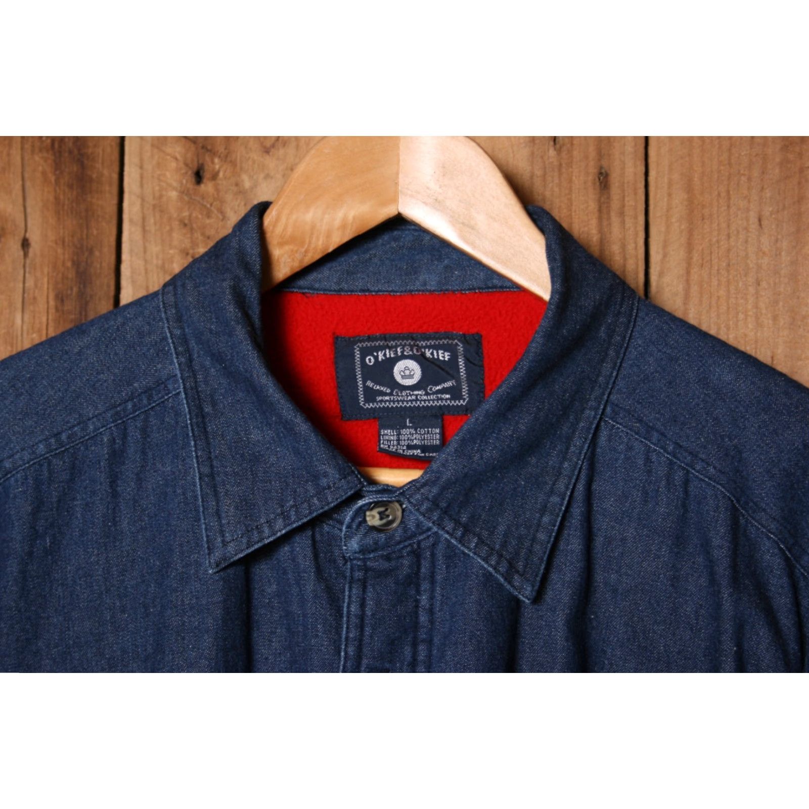 Denime VINTAGE O'KIEF Button-Up Shirt Jacket Blue Chambray Denim Fleece Lined Sz L Mens Size US L / EU 52-54 / 3 - 2 Thumbnail