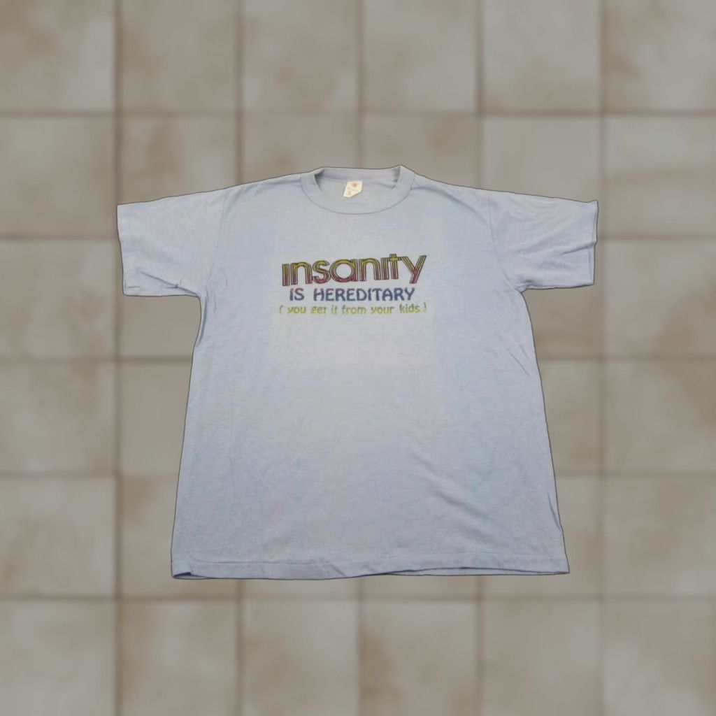Vintage VINTAGE Springfoot Shirt Mens L Blue 90s USA Insanity Is Hereditary T-Shirt Size US L / EU 52-54 / 3 - 1 Thumbnail