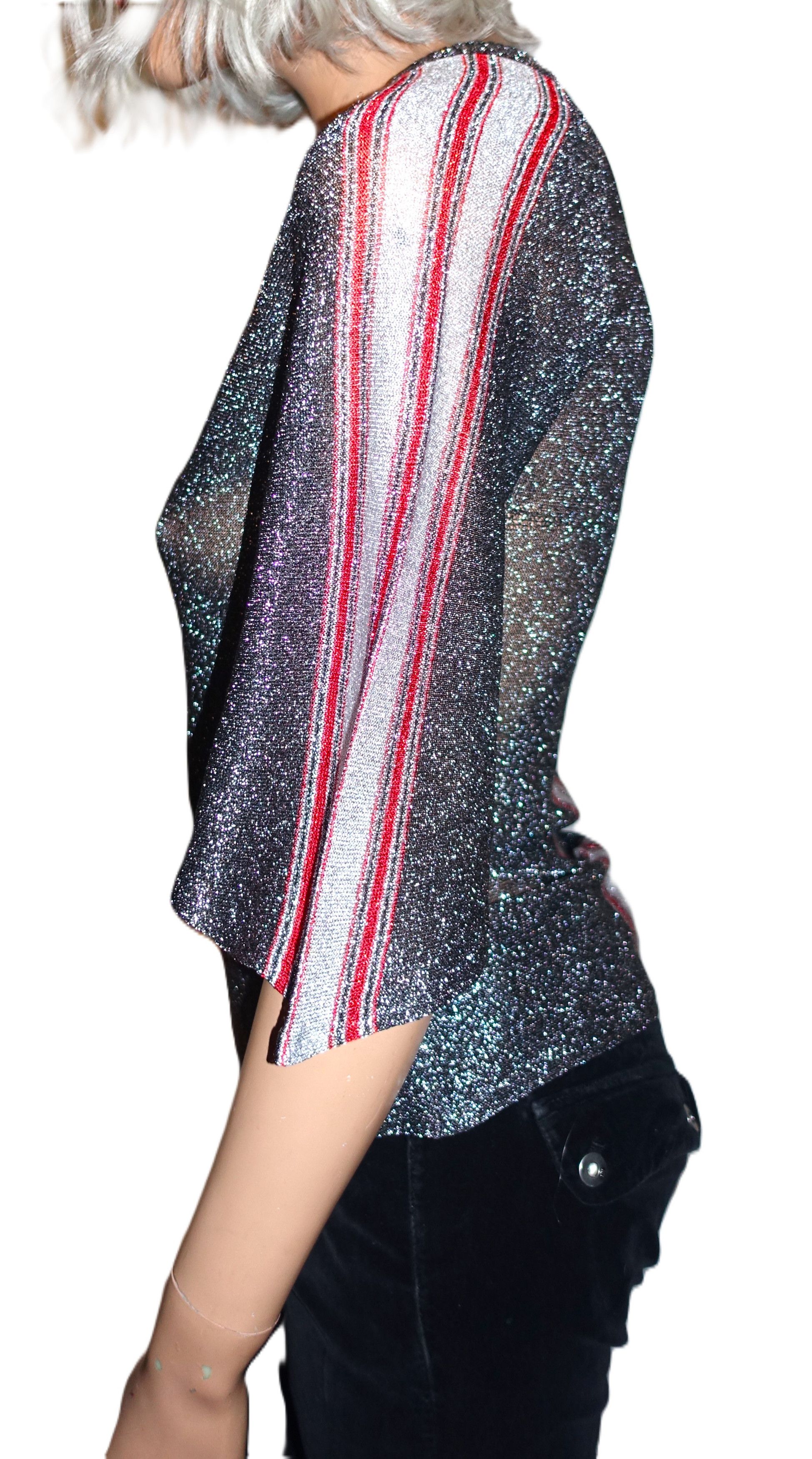 Vintage Vintage Cotillion Silver Metallic Striped Blouse M Size M / US 6-8 / IT 42-44 - 4 Thumbnail
