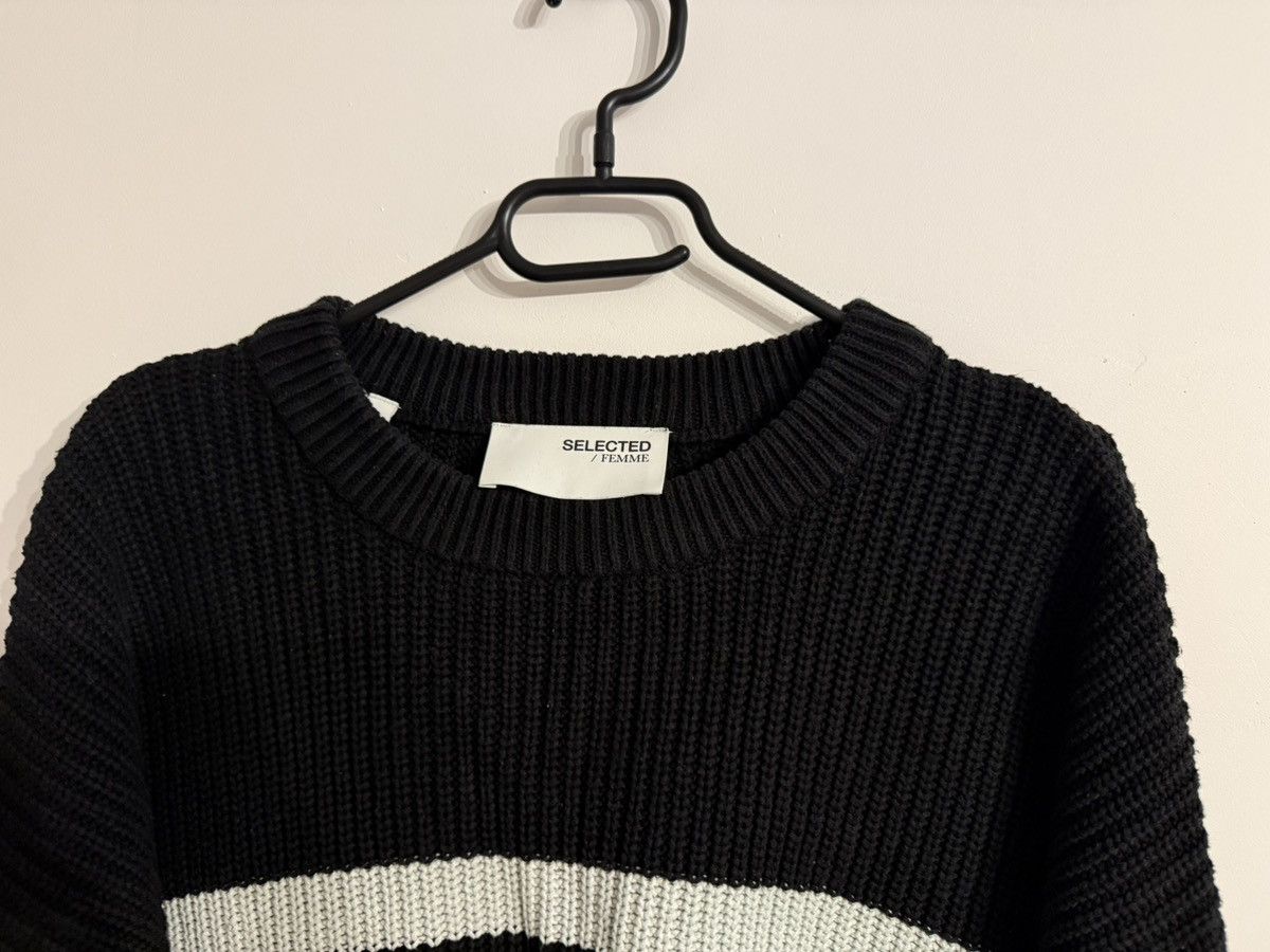 Other Selected Femme Black Striped Sweater, Cotton, Oversized Size ONE SIZE - 3 Thumbnail