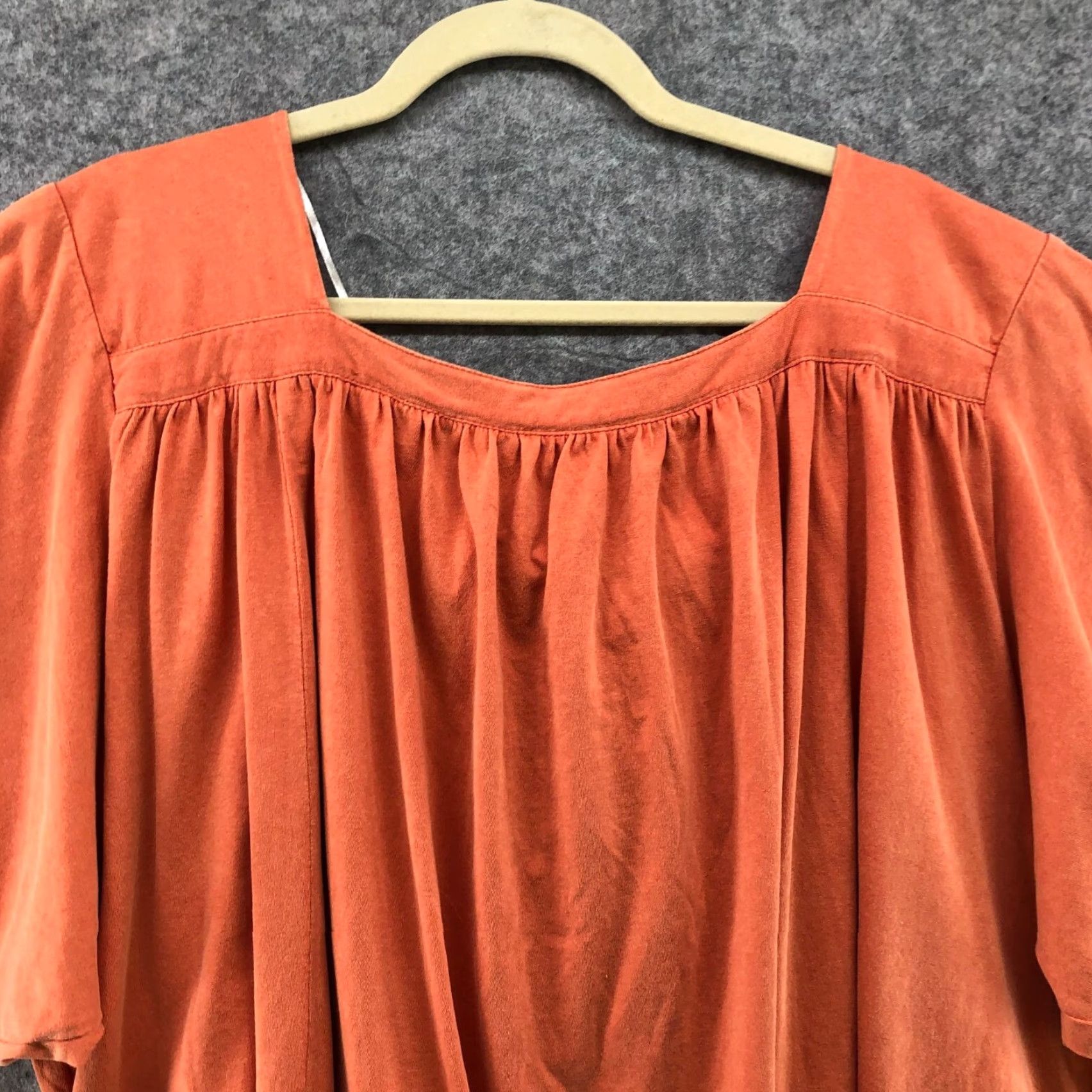 Vintage VINTAGE Oddy Boho Cotton Blouse Womens 1X Short Sleeve Square Neck Tie Back Plus Size Bohemian Size XL / US 12-14 / IT 48-50 - 3 Thumbnail