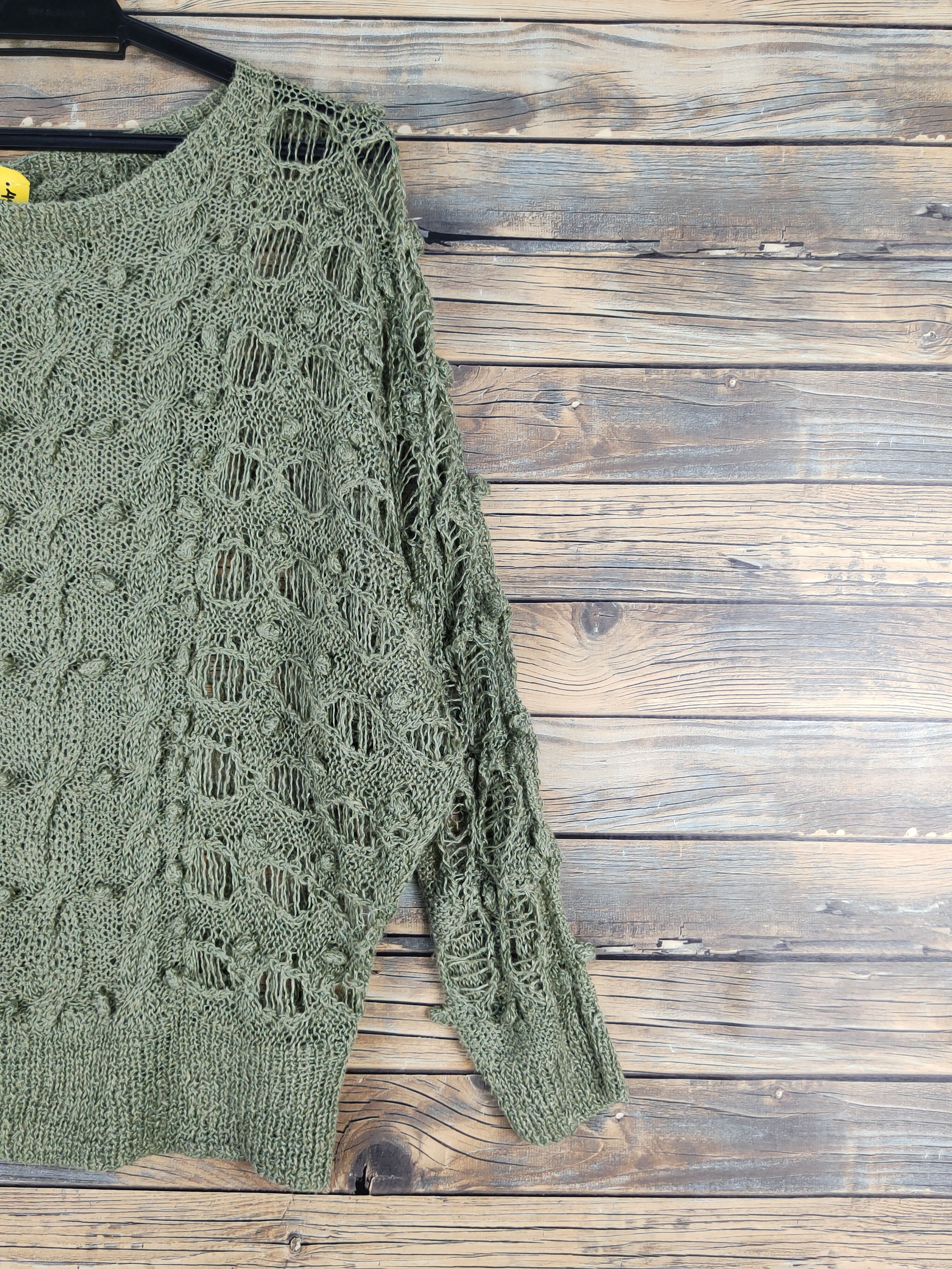 Japanese Brand Japan vintage crochet meshnet ripped distres Knitwear #W1154 Size US M / EU 48-50 / 2 - 5 Thumbnail