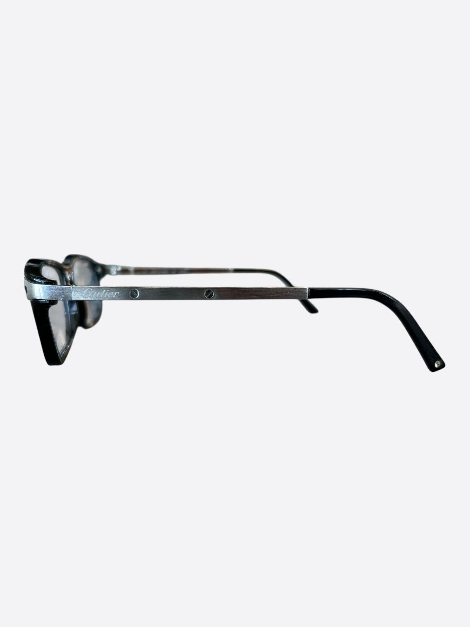 Cartier Cartier Black & Silver Santos Glasses Size ONE SIZE - 3 Thumbnail