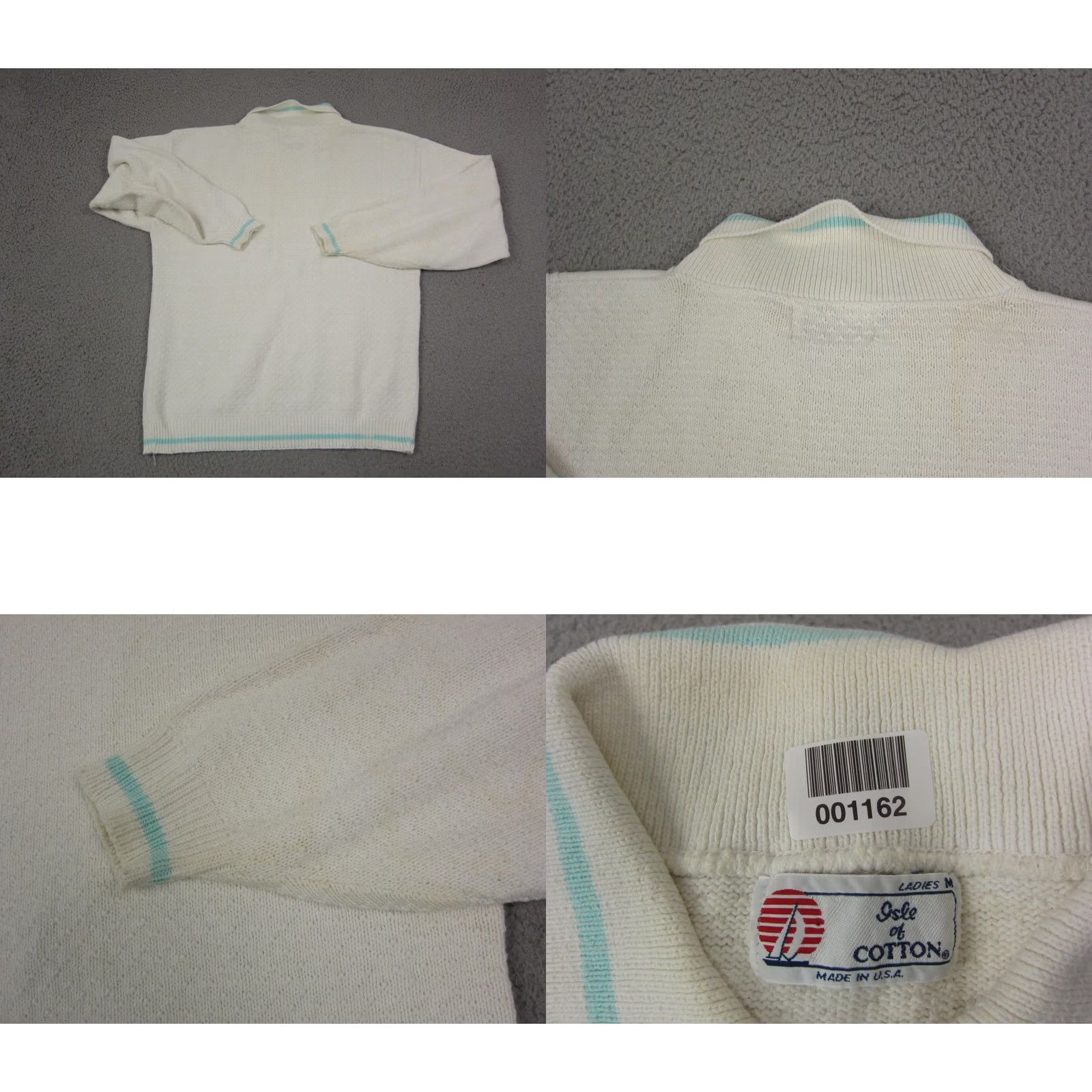 Vintage Isles of Cotton Sweater Womens M Ivory Embroidered Knit Collared Long Sleeve Pullover 90s USA Vintage: No Ladies Made in USA Size M / US 6-8 / IT 42-44 - 9 Thumbnail