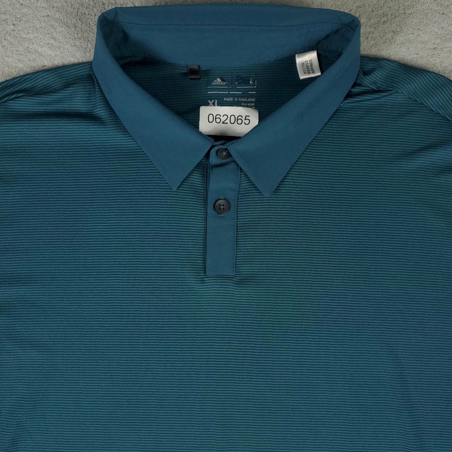 Adidas Adidas Polo Shirt Mens XL Teal Striped Golf Performance Logo Golf Size US XL / EU 56 / 4 - 2 Thumbnail