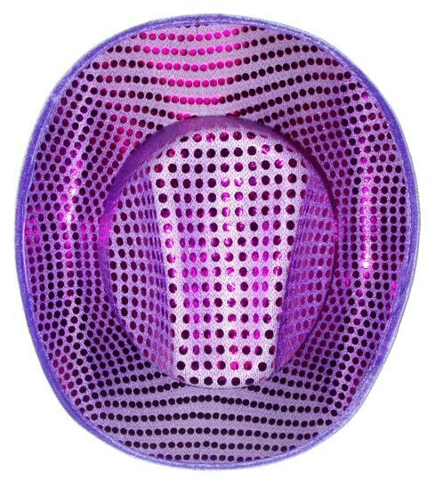 Designer Sequin Fabric Cowboy/Cowgirl Hat PURPLE Size ONE SIZE - 1 Preview