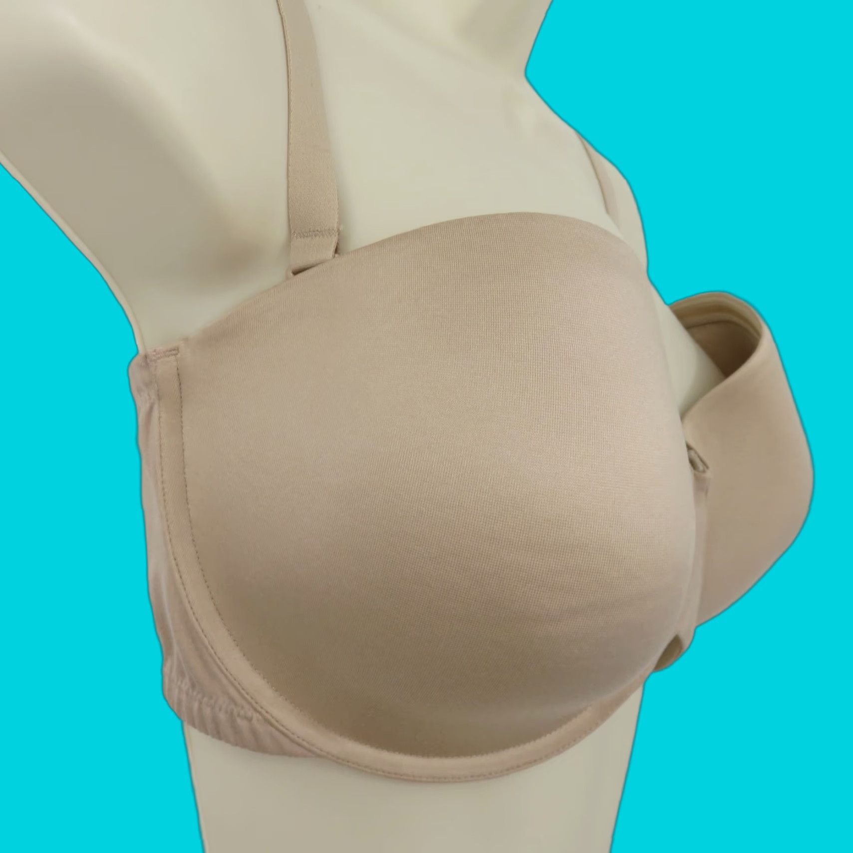 Vintage Bali Bra 38DD DFB966 Full Coverage Underwire Multiway Strapless Beige Lined Size ONE SIZE - 1 Thumbnail