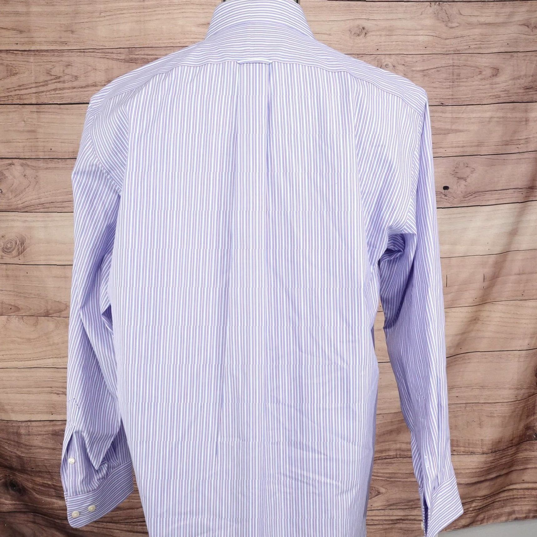 Vintage Kirkland Signature Shirt Mens 16.5 34 Purple Blue Stripe Non Iron Cotton Size US L / EU 52-54 / 3 - 4 Thumbnail
