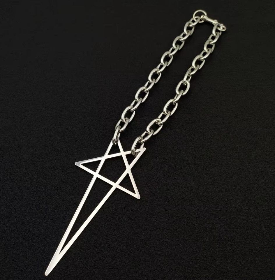 Japanese Brand × Vintage Pentacle Pendant Necklace Gothic Star Chain Choker Y2K Size ONE SIZE - 1 Thumbnail