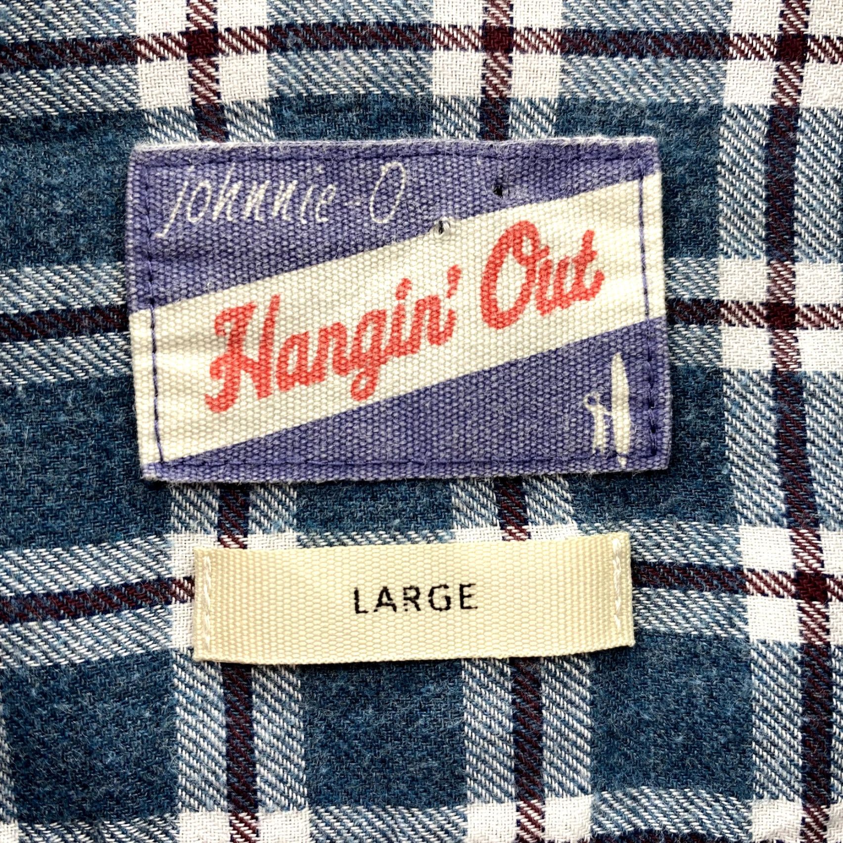johnnie-O Nike Shirt Large Blue Plaid Flannel Hangin' Out Outdoor Hiking Camping Mens Size US L / EU 52-54 / 3 - 4 Thumbnail