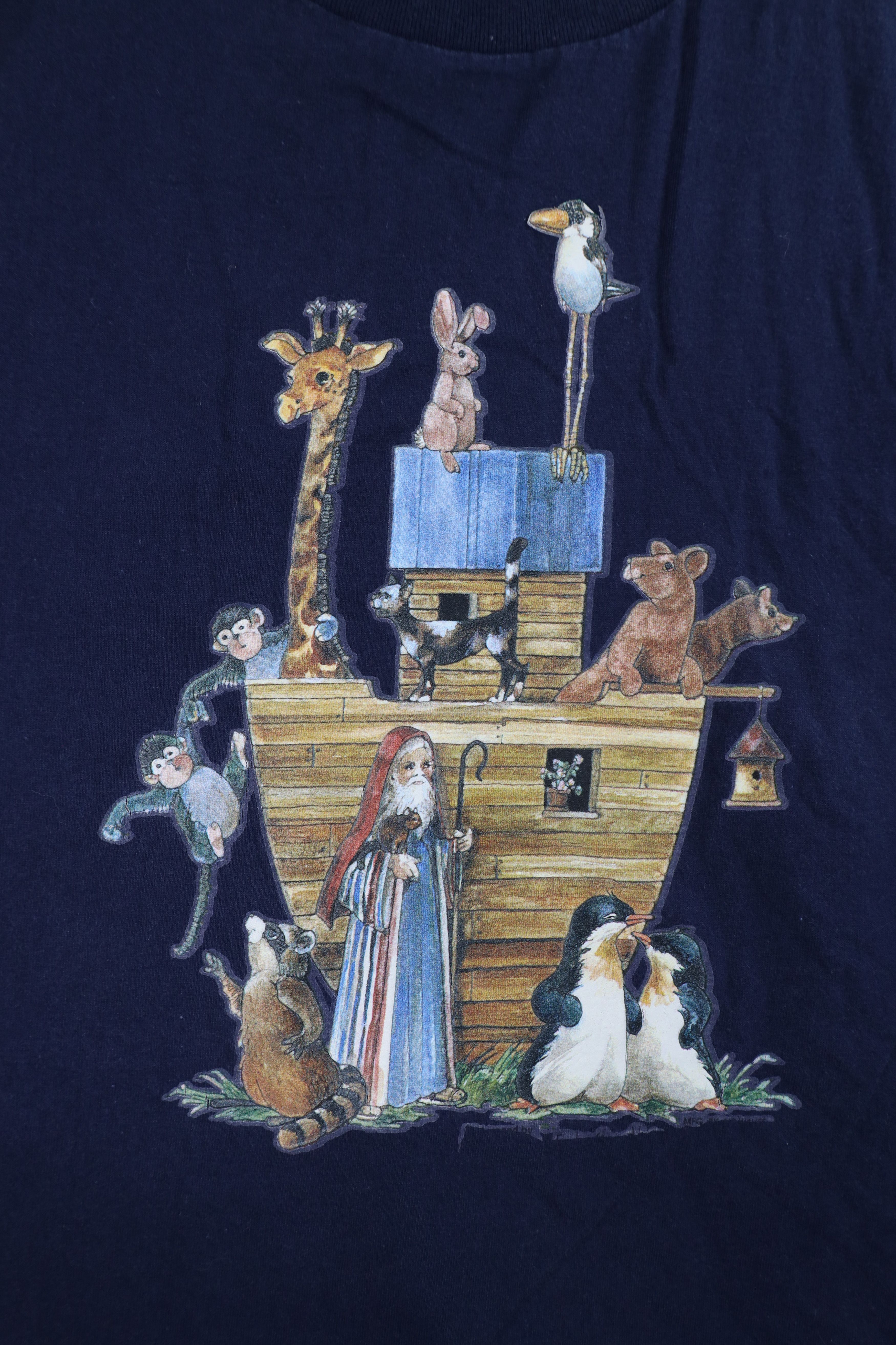Vintage Vintage 90s Streetwear Noahs Ark Animals T-Shirt Blue Size US XL / EU 56 / 4 - 4 Thumbnail