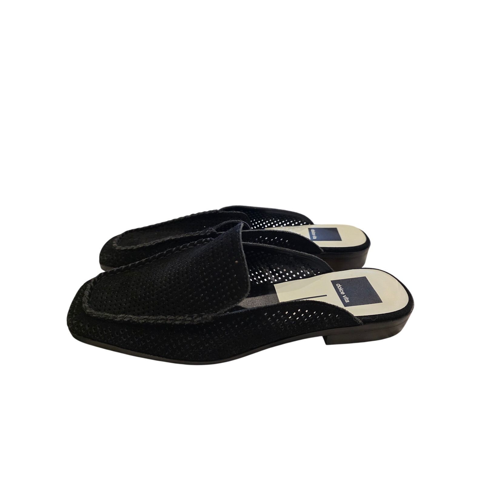 Dolce Vita Dolce Vita Black Suede Perforated Mule Loafers Square Toe Size US 7.5 / IT 37.5 - 1 Thumbnail