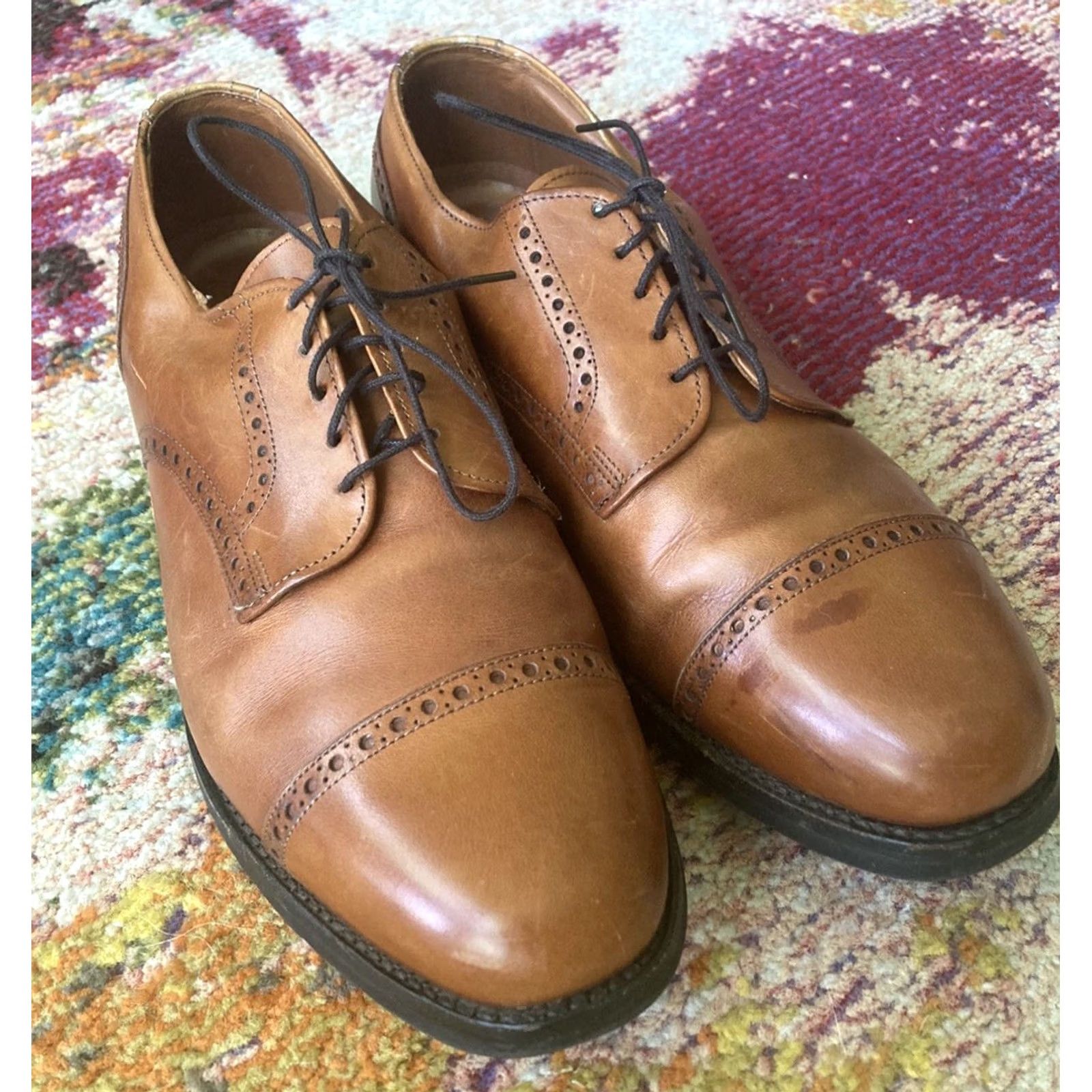 Allen Edmonds Allen Edmonds Benton Cap Toe Oxford Brown Leather Shoes Mens Size 10.5 D Size ONE SIZE - 2 Thumbnail