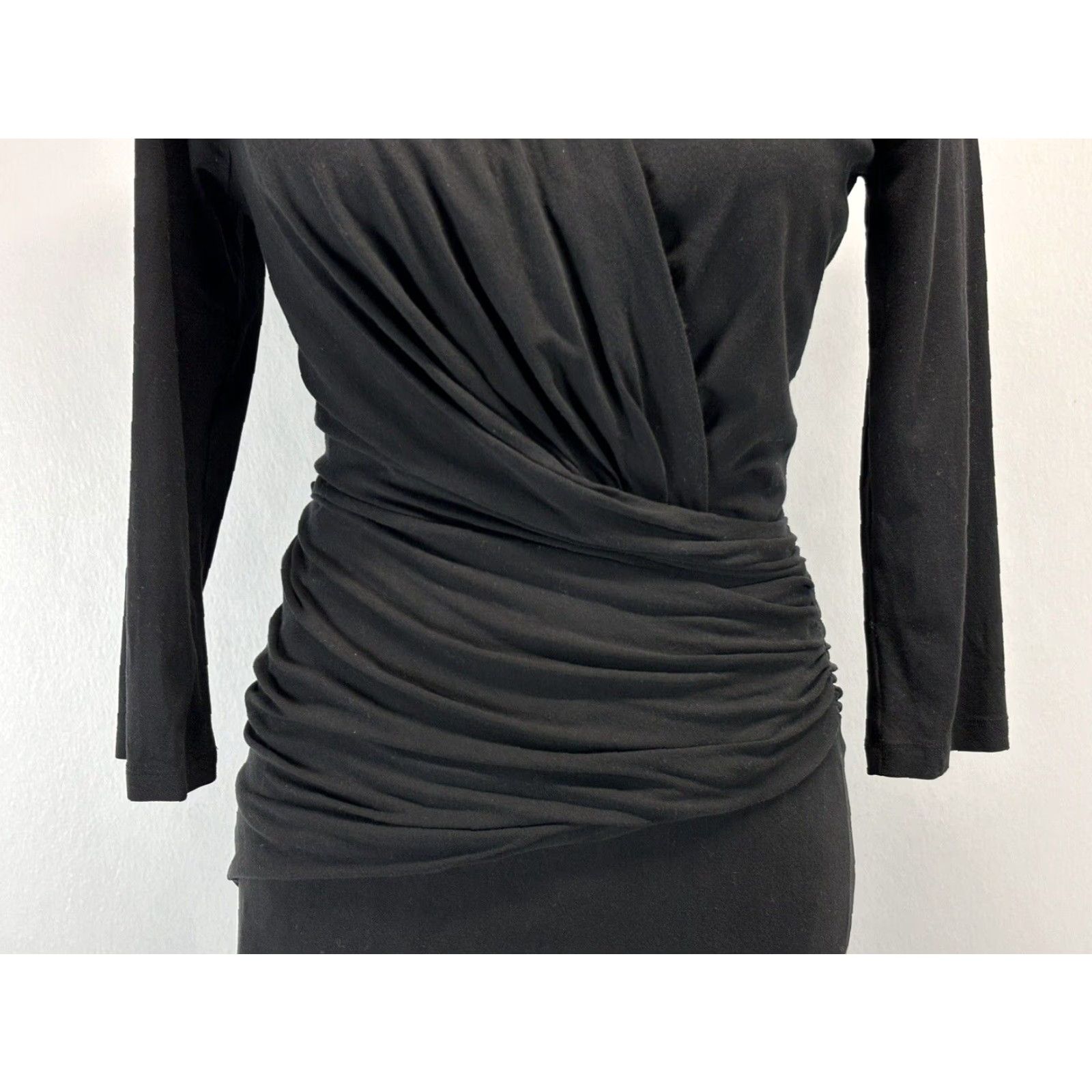 M.M.LaFleur MM.LaFleur Casey Wrap Dress Size Large Black 3/4 Sleeve Bodycon Knee Length Womens Size L / US 10 / IT 46 - 6 Thumbnail