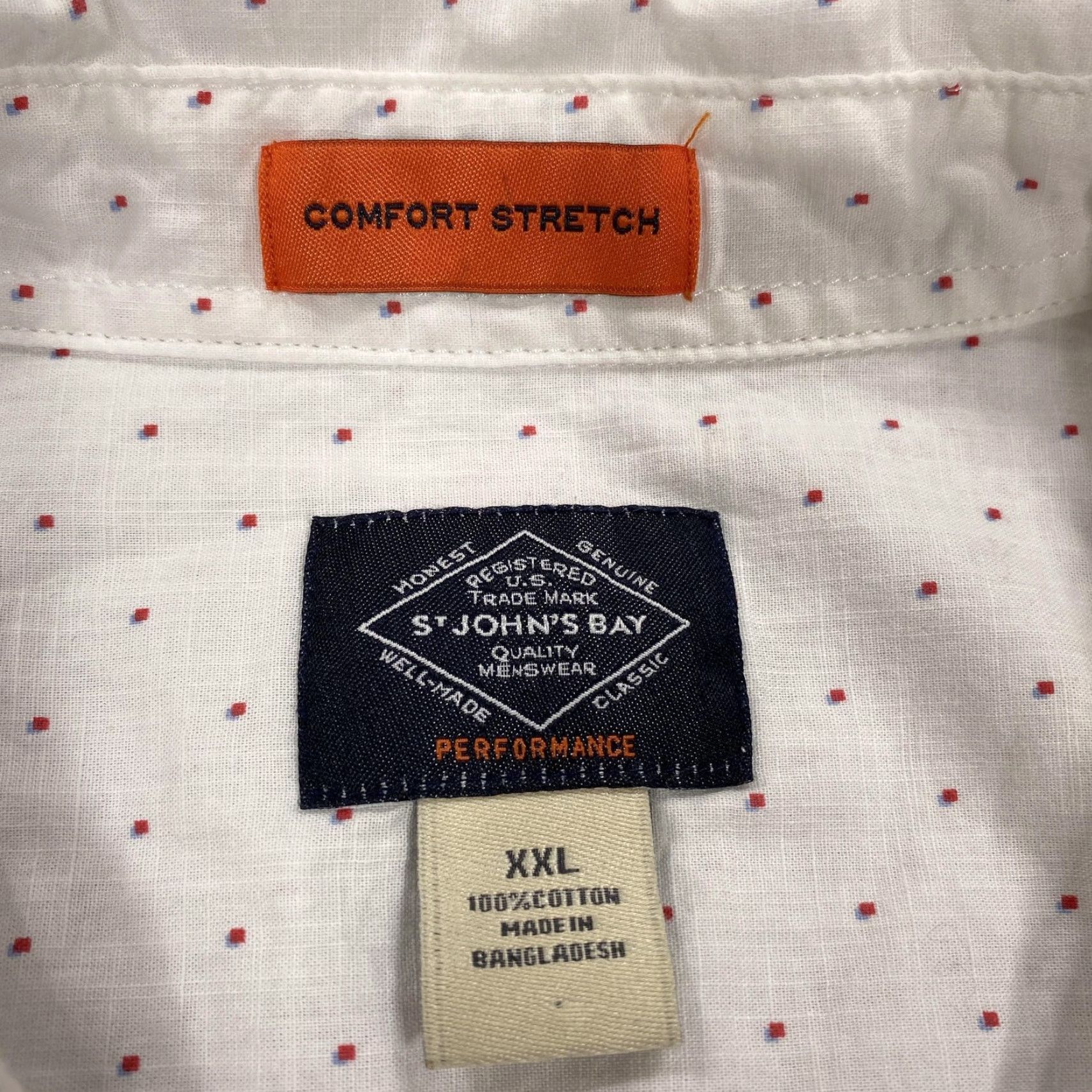Vintage St. John's Bay Shirt Mens 2XL White Red Micro Dot Short Sleeve Button-Up Casual Size US XXL / EU 58 / 5 - 3 Thumbnail