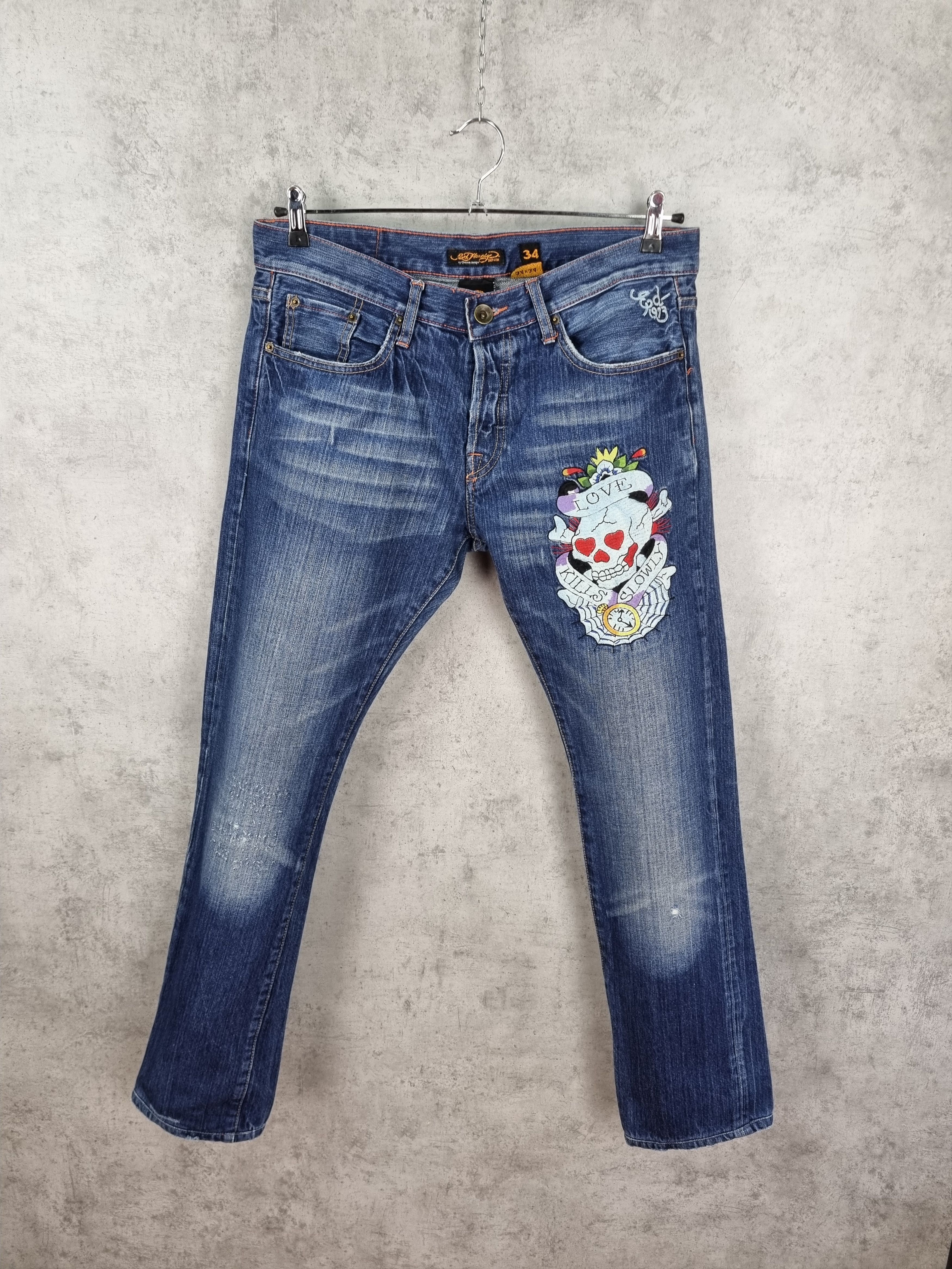 Kills Slowly Love Embroidered Skull Logo by Ed Hardy Jeans