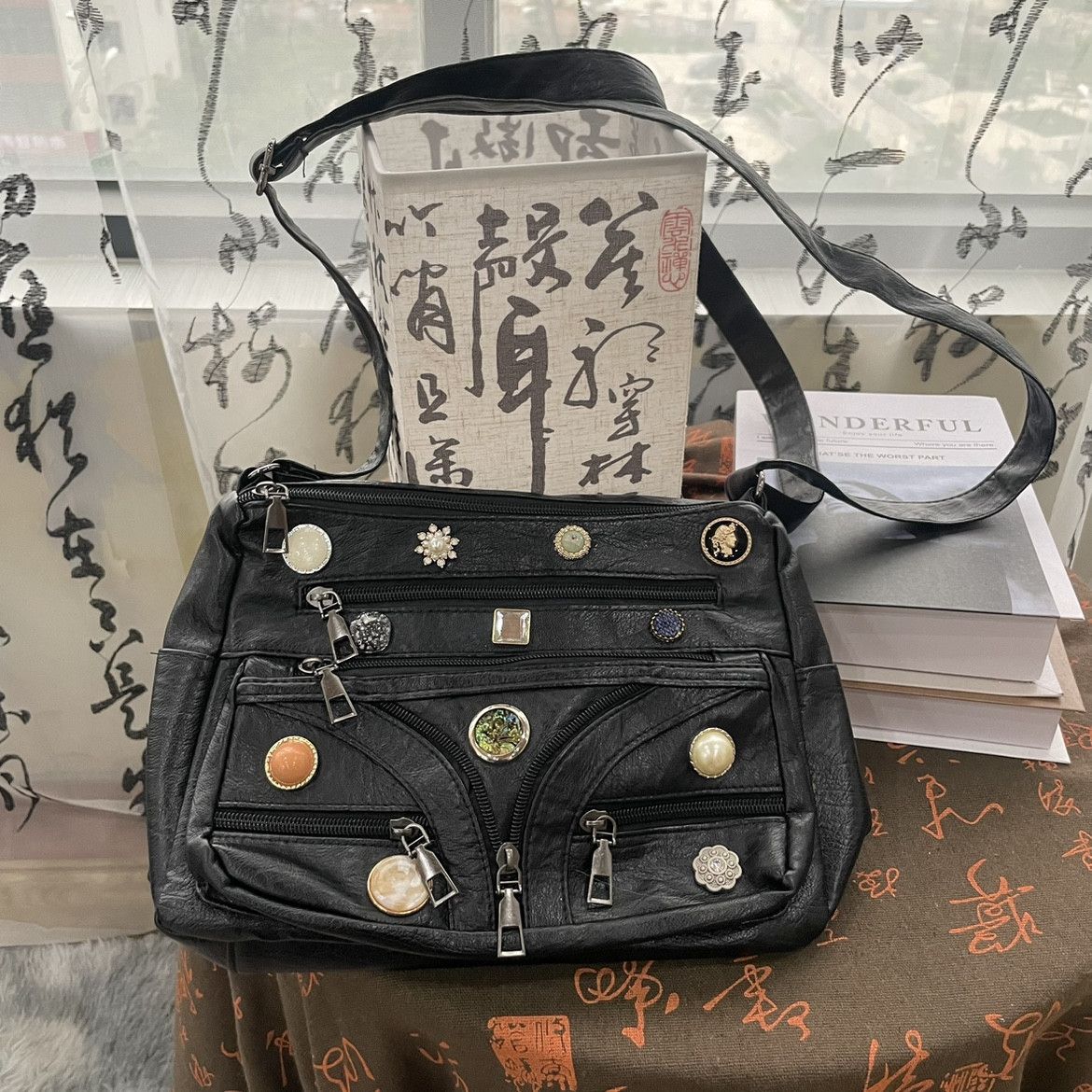 Other Black PU Leather Patchwork Crossbody Bag Size ONE SIZE - 1 Thumbnail