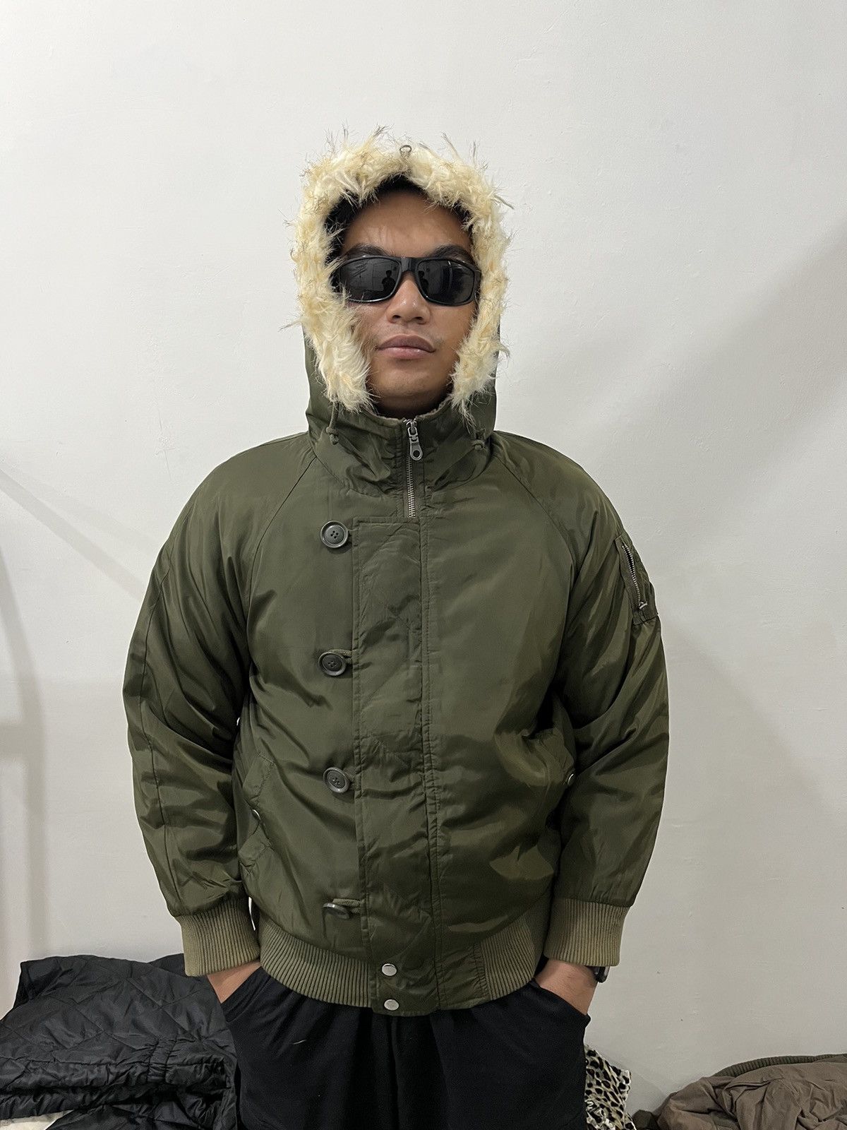 If Six Was Nine × Japanese Brand × Le Grande Bleu (L.G.B.) 2000s Bomber N2B Type KMRii Style Faux Fur Jacket Size US L / EU 52-54 / 3 - 9 Thumbnail