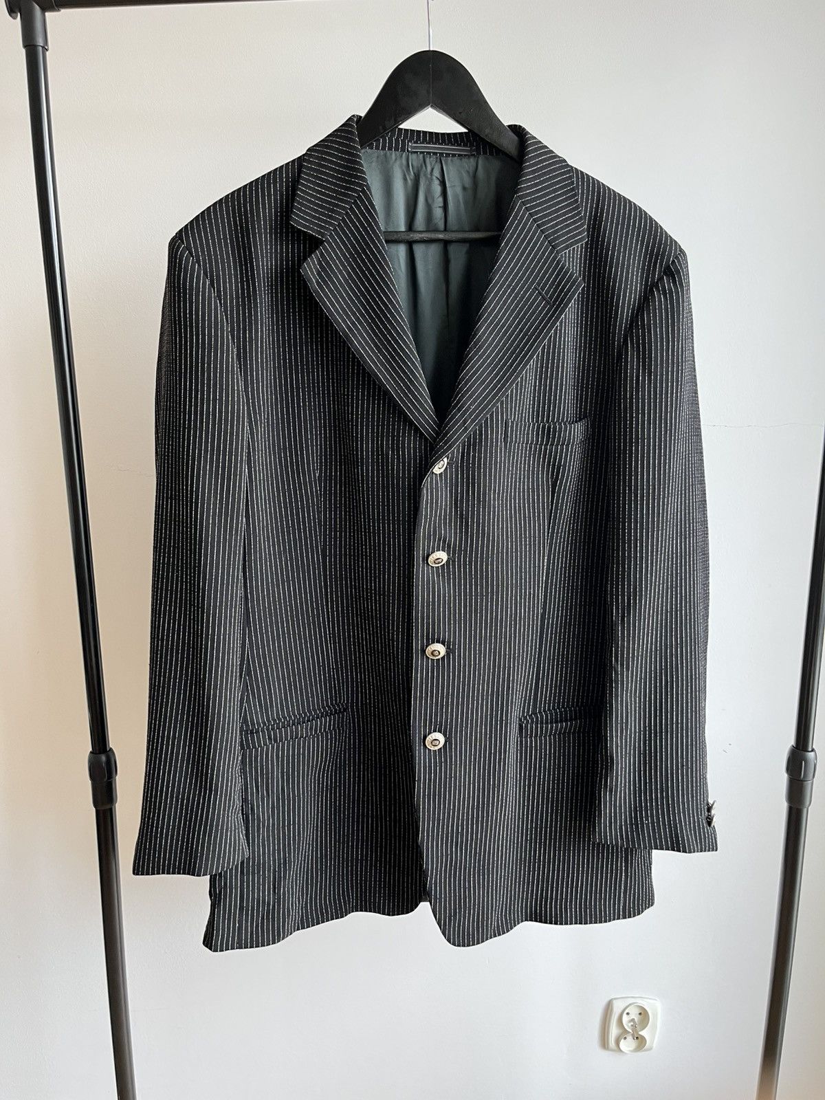 Versace Versace Classic V2 early 90s pinstripe wool blazer jacket Size 52R - 1 Thumbnail