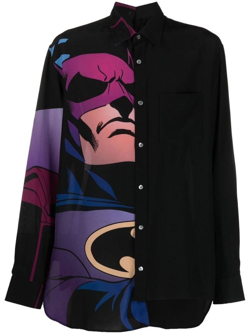 Lanvin o1tko10825 Comics Printed Docking Silk Shirt in Multicolor Size US XL / EU 56 / 4 - 1 Thumbnail