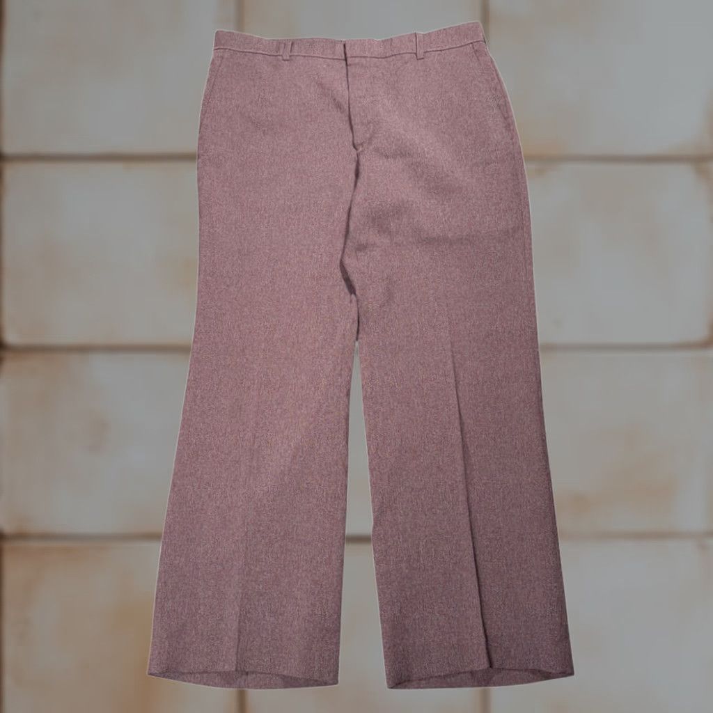 Levi's VINTAGE Levi's Dress Pants Mens 35x29 Brown Slacks Flare 70s Action Talon Zip Hook & Eye Size US 35 - 1 Thumbnail