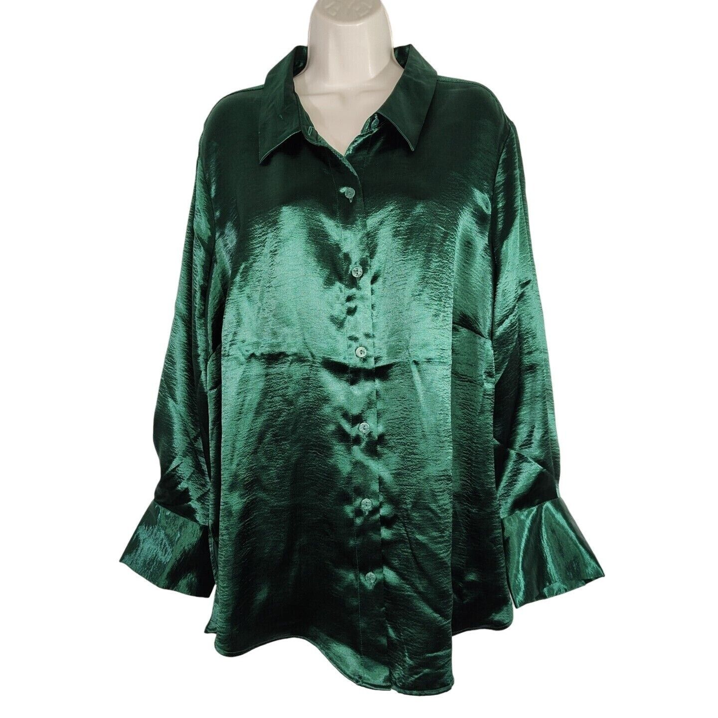 Other Ava and Viv Green Button Up Top Blouse Women Size 1X Party Size XL / US 12-14 / IT 48-50 - 1 Thumbnail