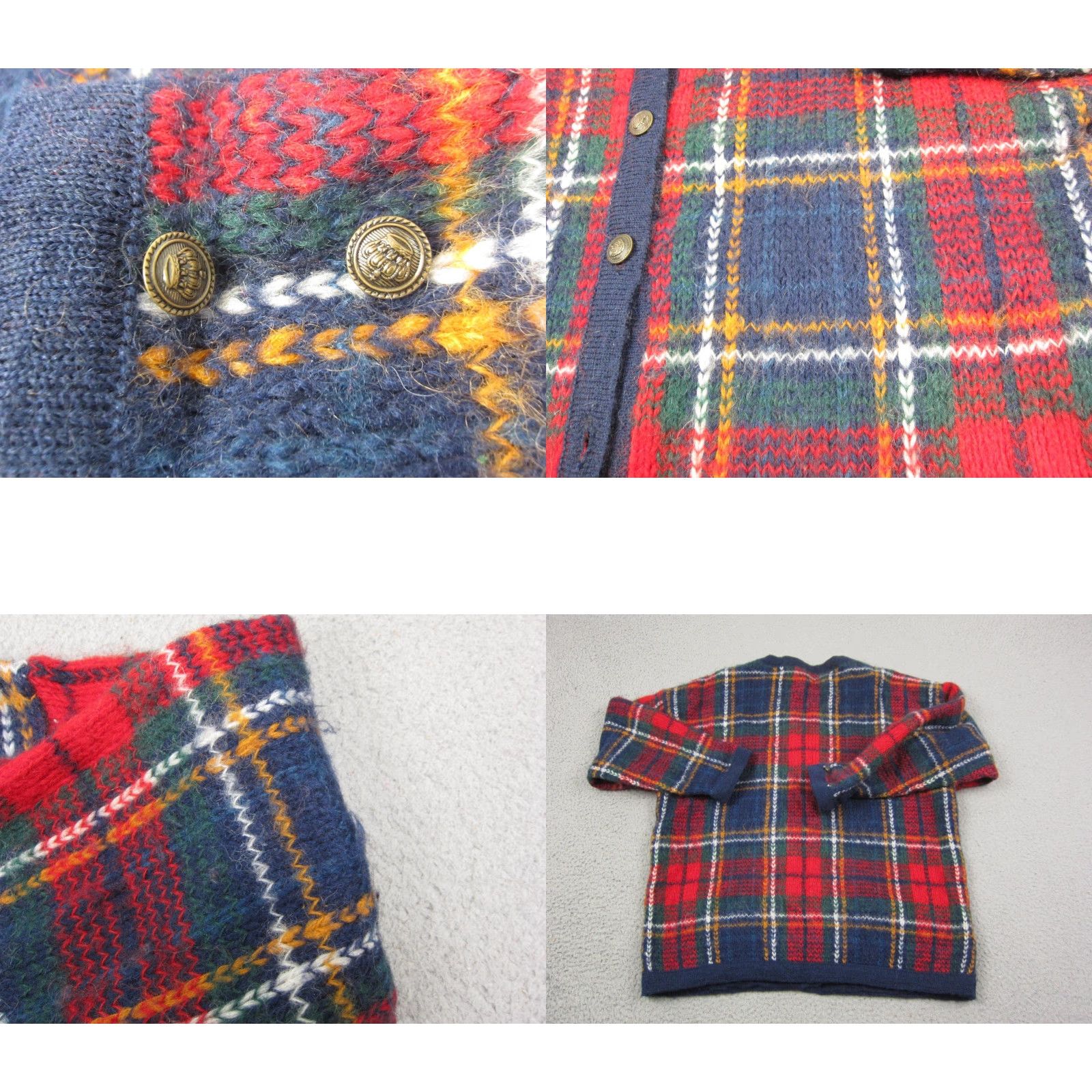 Vintage VINTAGE Cape Isle Cardigan Women XL Red Plaid Mohair 90s Knit Crew Neck Long Sleeve Buttoned Size XL / US 12-14 / IT 48-50 - 9 Thumbnail