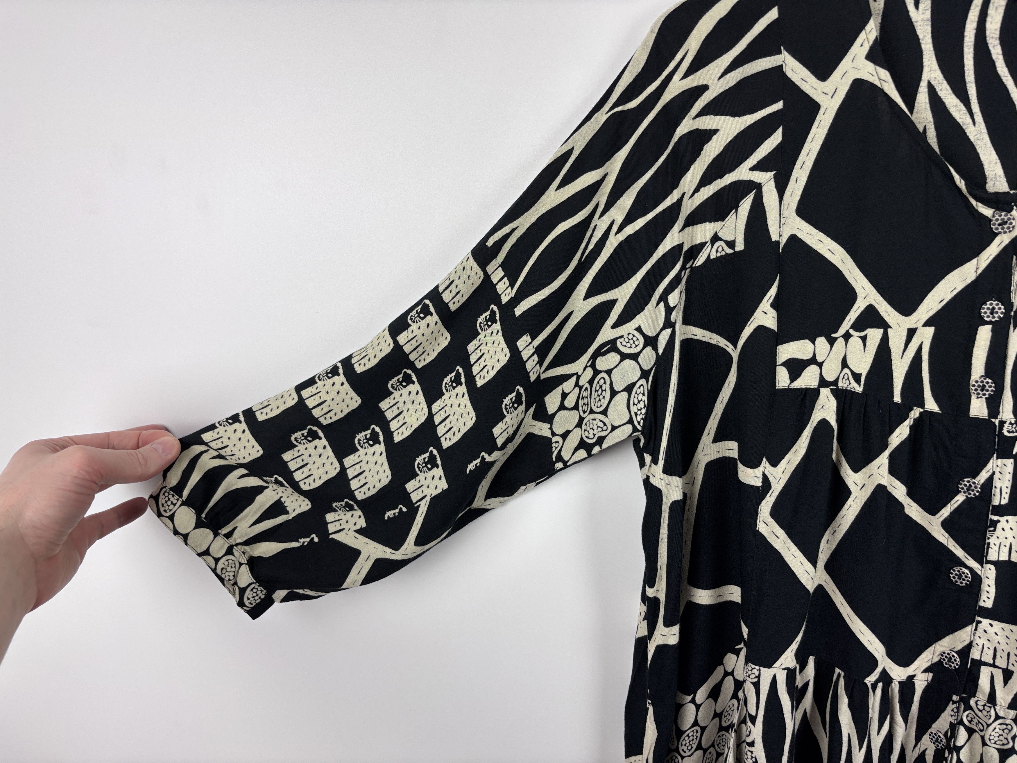Gudrun Sjoden Gudrun Sjoden Animal Print Button Shirt Tunic Black Beige M Size M / US 6-8 / IT 42-44 - 4 Thumbnail
