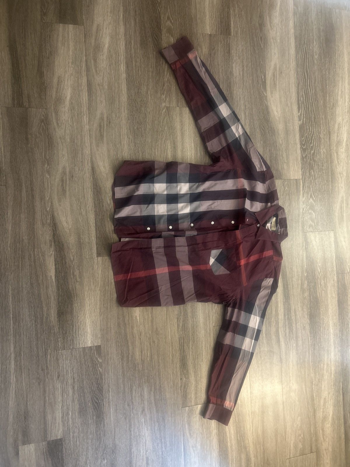 Burberry Burberry Burgundy Check Button-Up Shirt – XL (TTG) Size US XXL / EU 58 / 5 - 1 Thumbnail