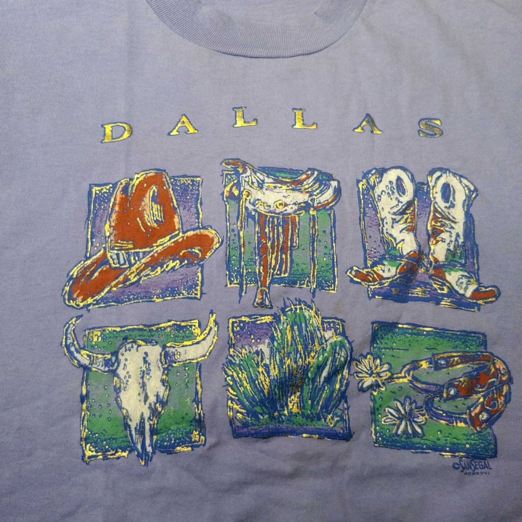Anvil VINTAGE Anvil Cowboy Western Dallas Texas Purple Short Sleeve Crew Neck T-Shirt XL Men ผ Size US XL / EU 56 / 4 - 2 Thumbnail