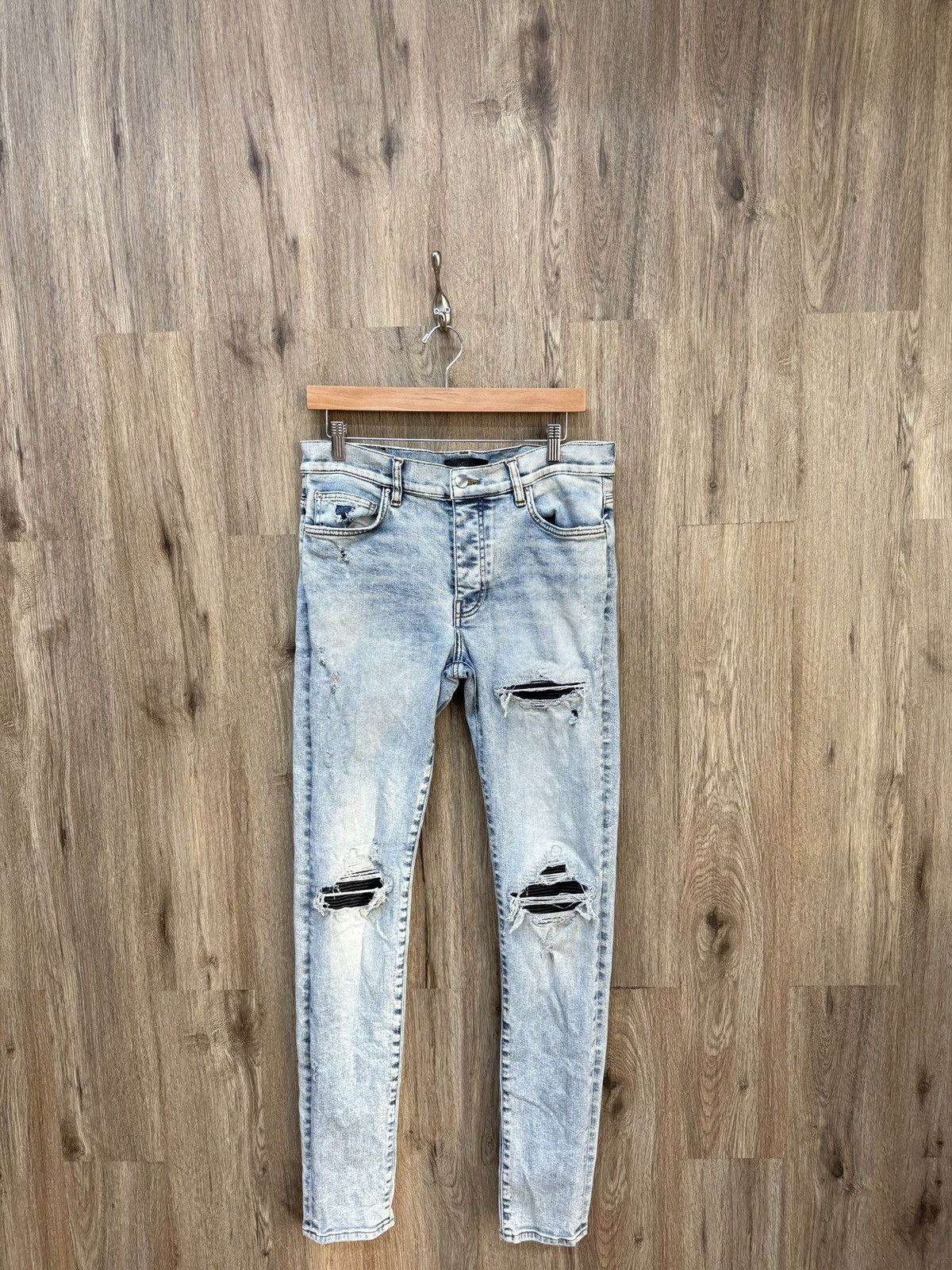 Amiri Blue Denim Black Patch Jeans