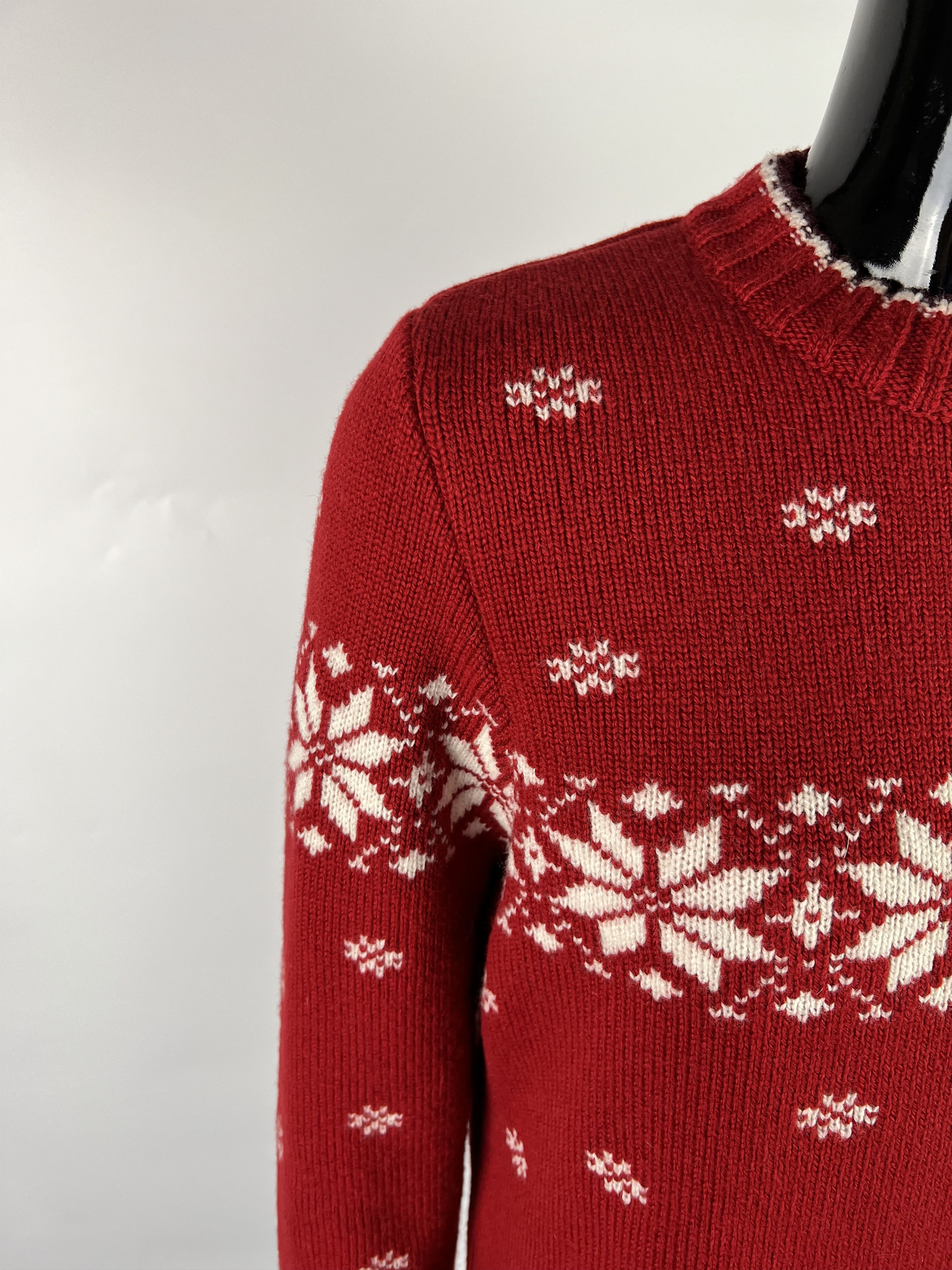 Designer Gössl Women's Red White 100% Wool Sweater Size 38 Size M / US 6-8 / IT 42-44 - 5 Thumbnail