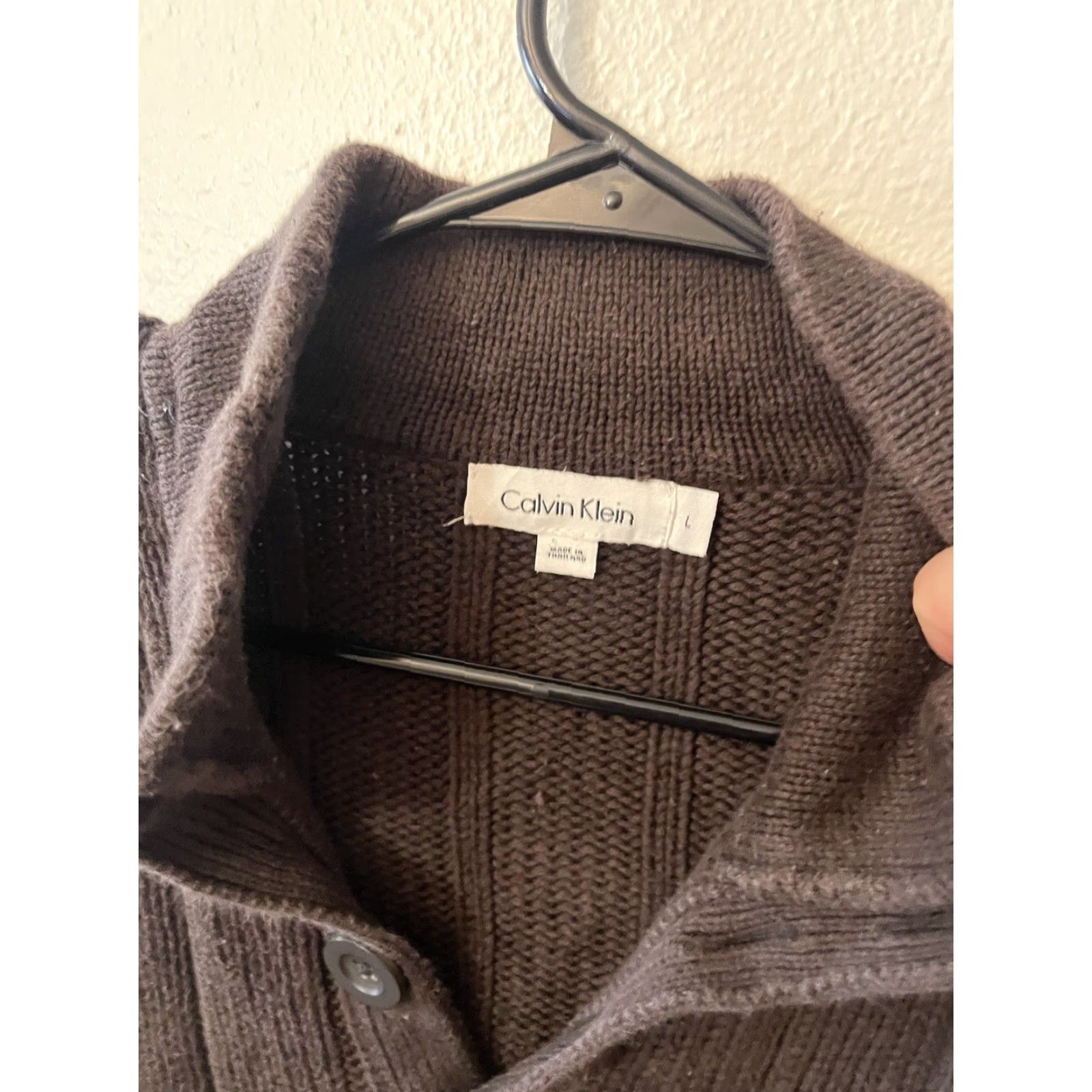 Calvin Klein Calvin Klein Pullover Sweater Mens Large Brown High Neck 1/4 Button Tight-Knit Long Sleeve Casual Workwear Size US L / EU 52-54 / 3 - 2 Thumbnail