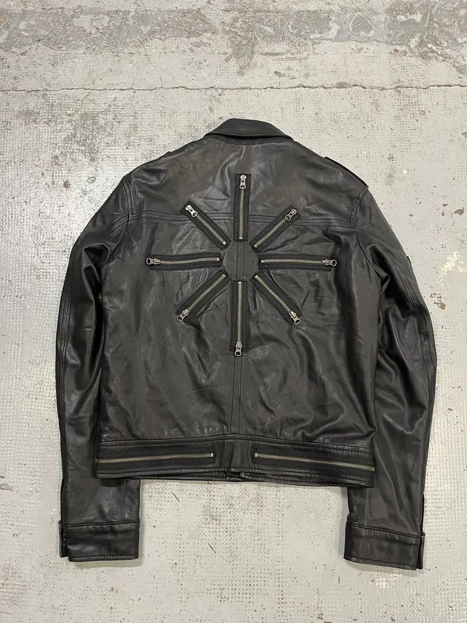 Moschino 2000s Moschino Multi Zips Circle Black Leather Jacket Size US M / EU 48-50 / 2 - 7 Thumbnail