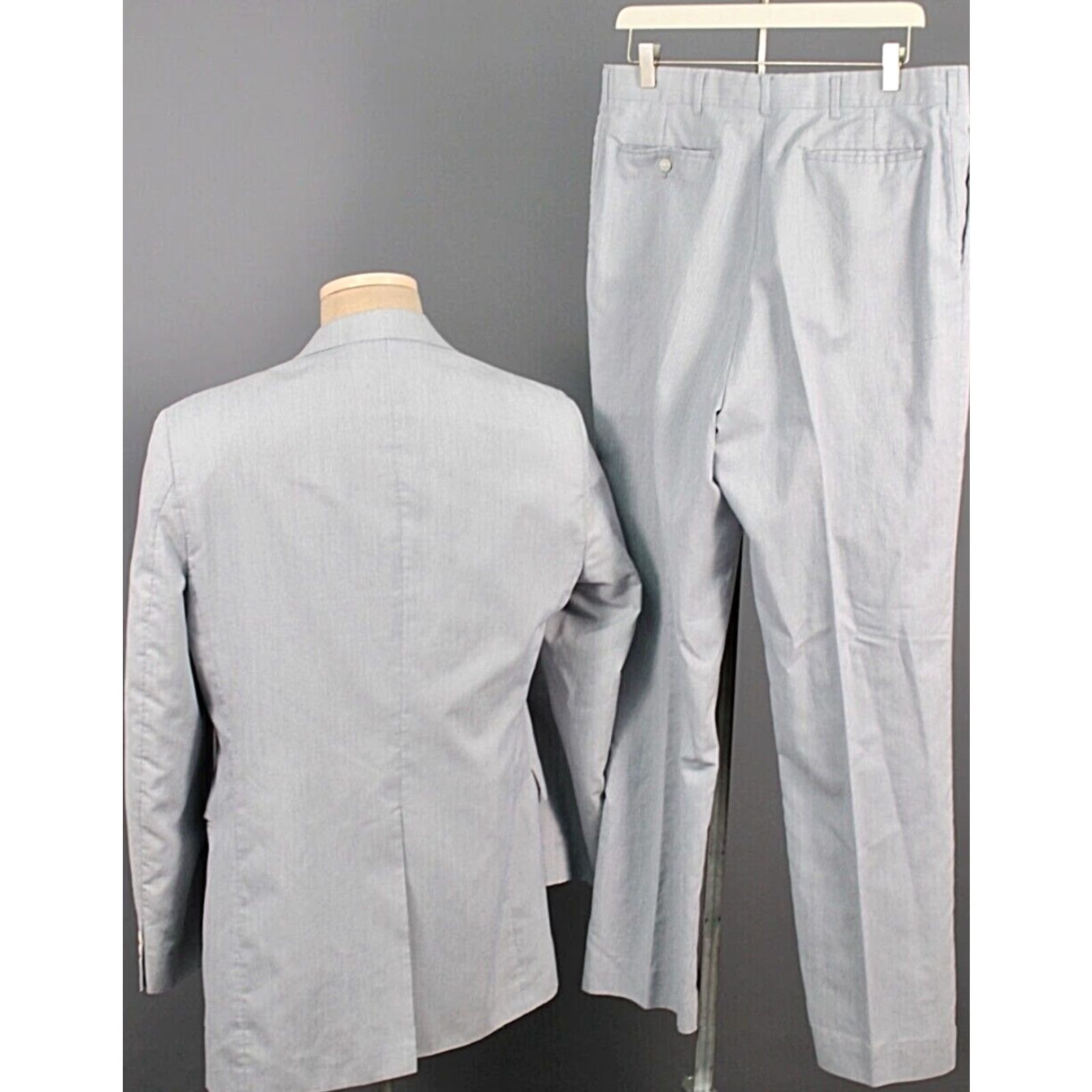 Haggar VINTAGE Haggar 70s Men's LT Blue Striped 2 PC Leisure Suit Sz L Polyester Disco Men’s Size 34R - 2 Thumbnail