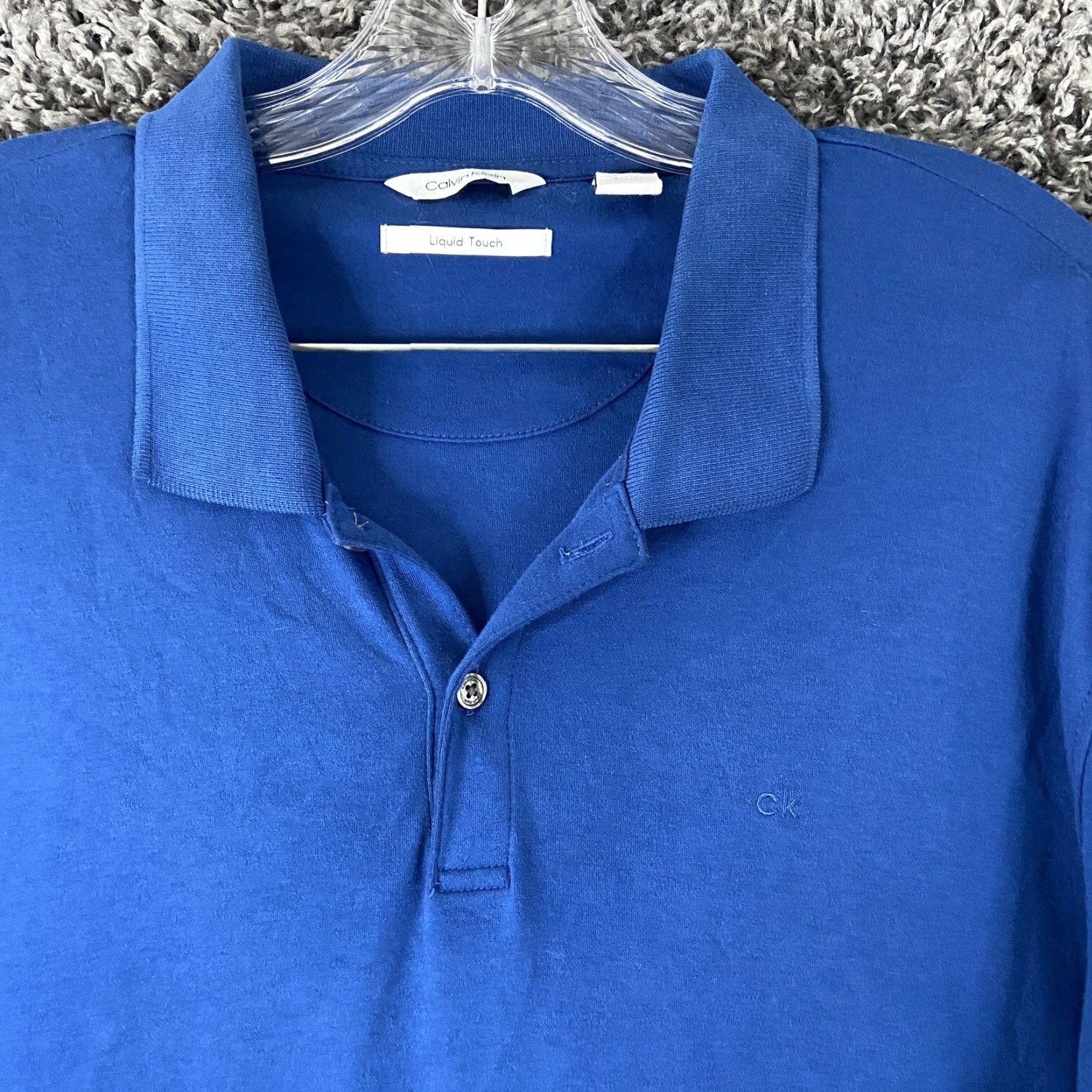 Calvin Klein CALVIN KLEIN Liquid Touch Polo Men’s Short Sleeve L Blue Solid Size US L / EU 52-54 / 3 - 4 Thumbnail