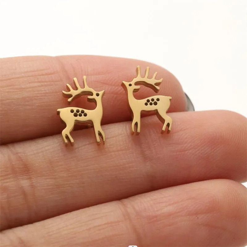 Jewelry Christmas Deer Earrings Charm Earring Gift Size ONE SIZE - 2 Thumbnail