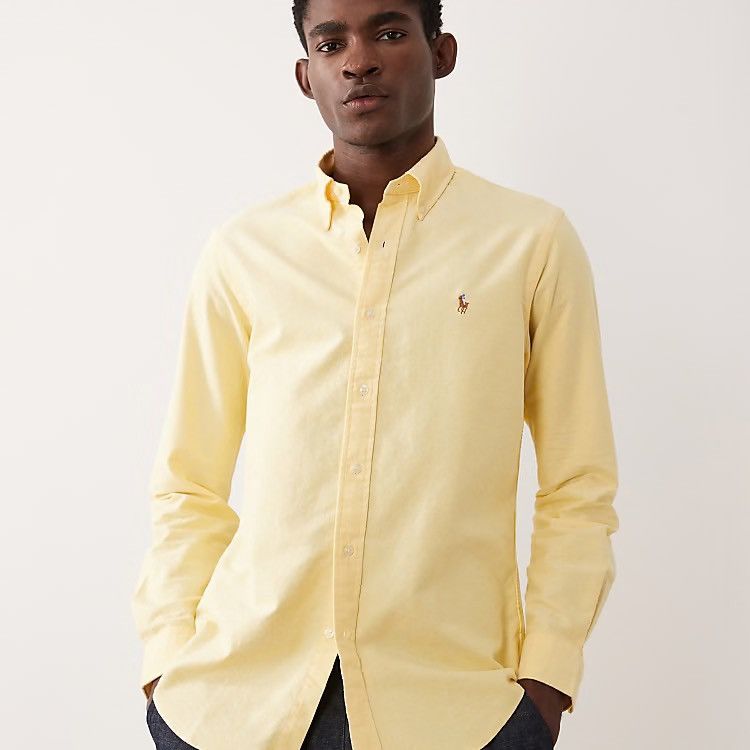 Polo Ralph Lauren Vintage 90s Polo Ralph Lauren Pony Logo Yellow Oxford Shirt Size US M / EU 48-50 / 2 - 1 Thumbnail