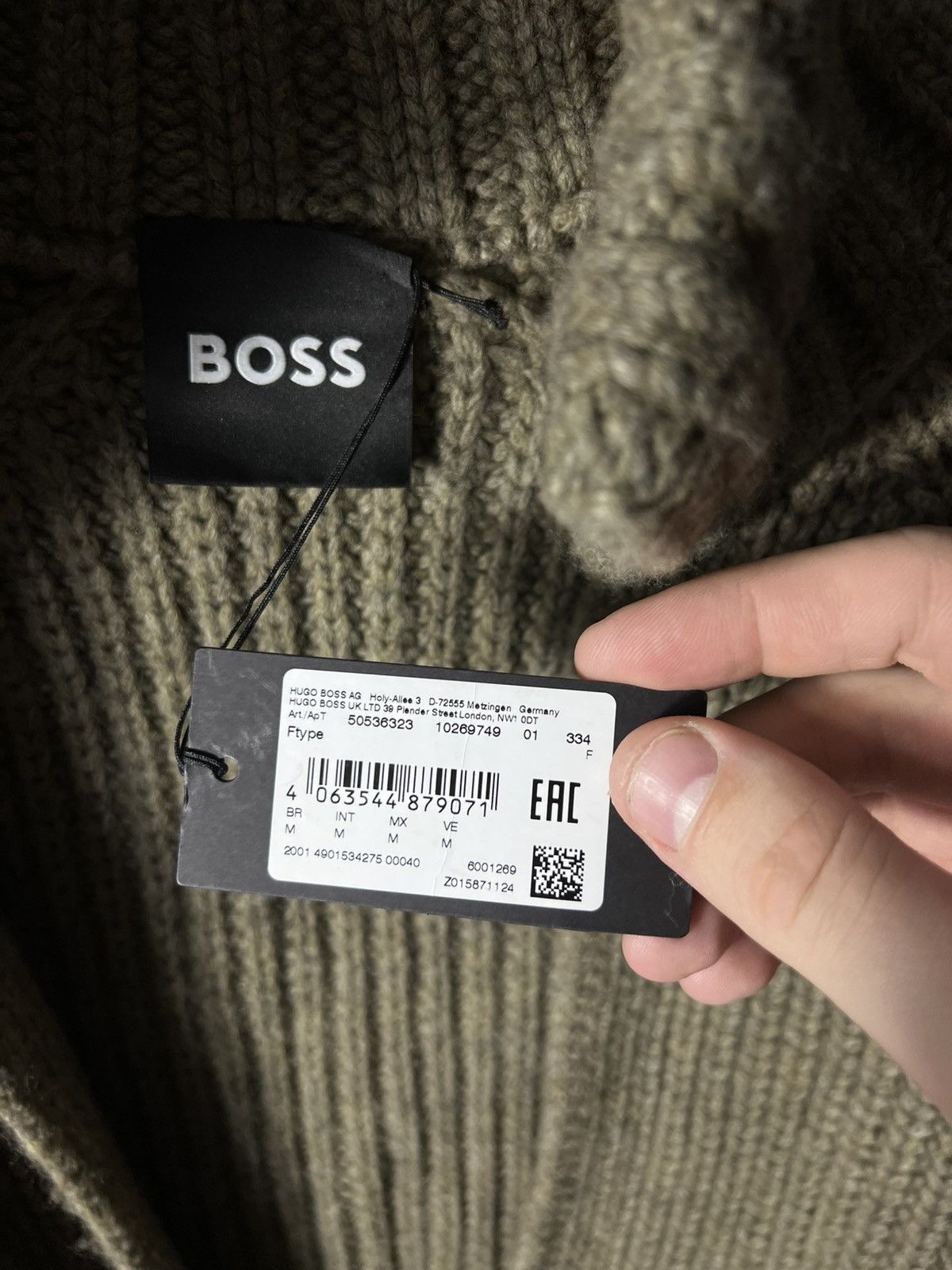 Hugo Boss RRP 520$ NWT Boss Luxury Wool Chunky Knit Sweater Green Size US M / EU 48-50 / 2 - 10 Thumbnail