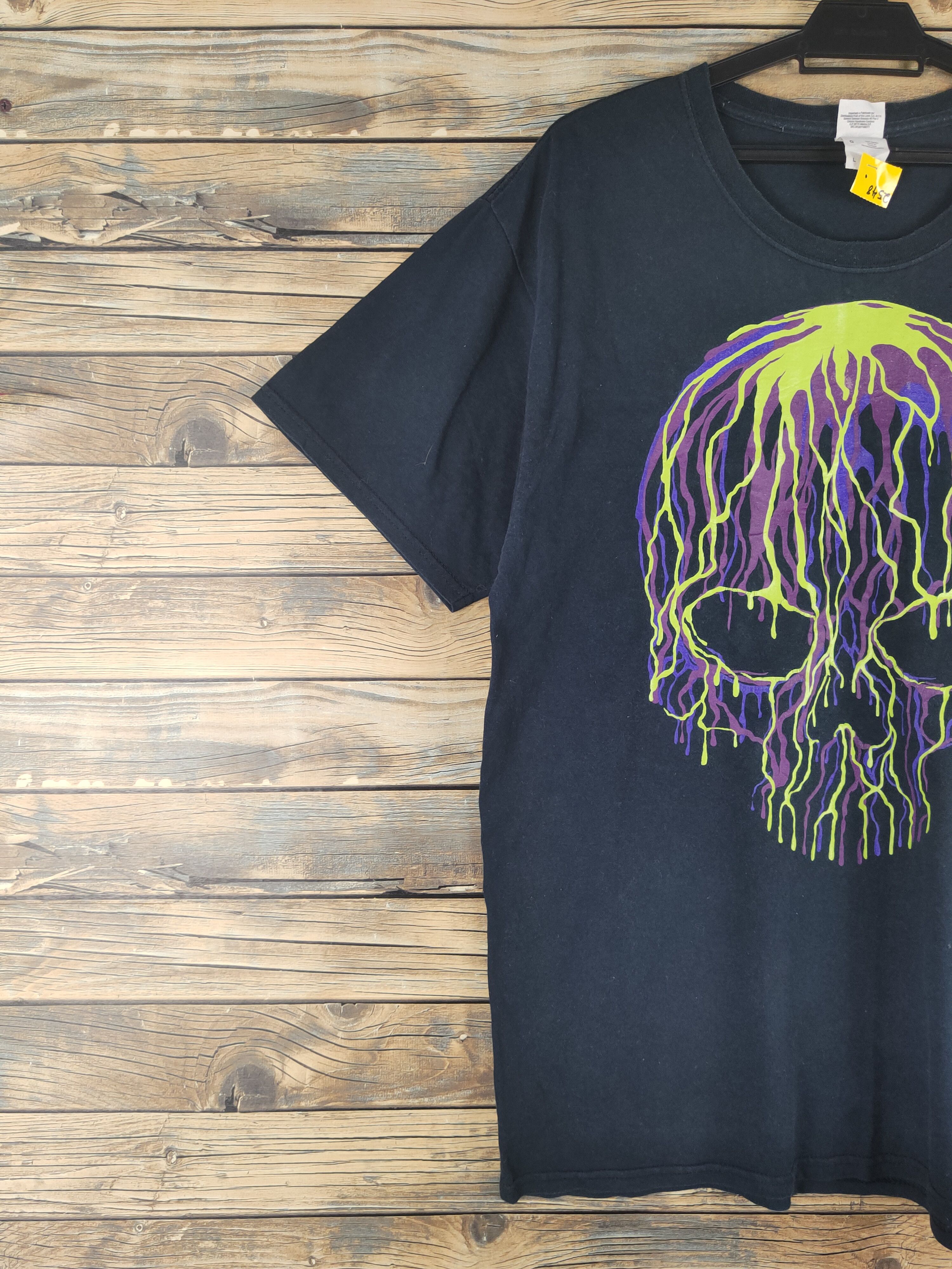 Scully DL Skull rainbow Black Short Sleeve T-shirt #2548 Size US L / EU 52-54 / 3 - 4 Thumbnail
