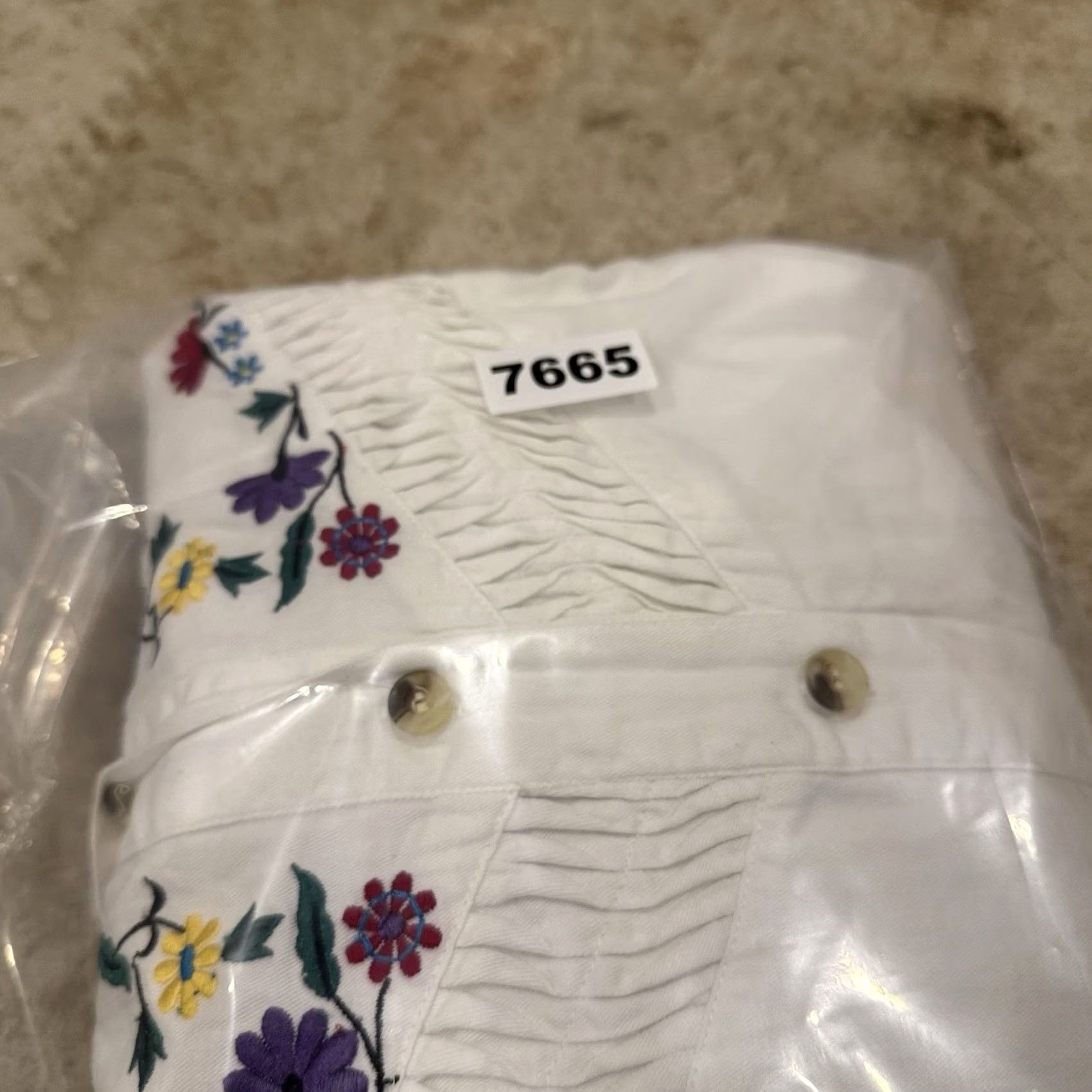 Vintage VINTAGE Adobe Floral Style Button Up Shirt Womens XL White 90s Western Short Sleeve 100% Cotton Womens Size XL / US 12-14 / IT 48-50 - 7 Thumbnail