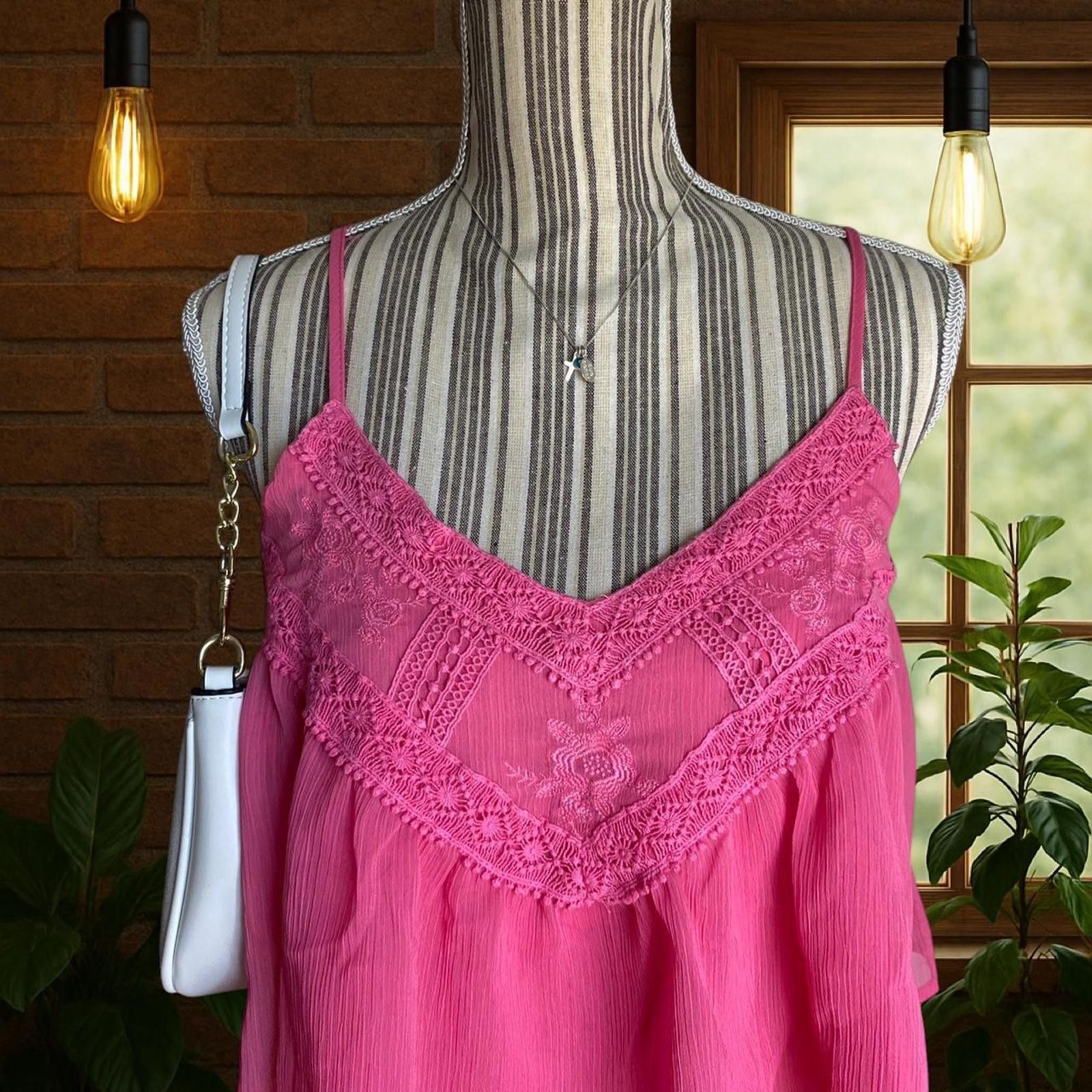Francesco Smalto Pink Mi-ami lace cami top with adjustable straps Size S / US 4 / IT 40 - 4 Thumbnail