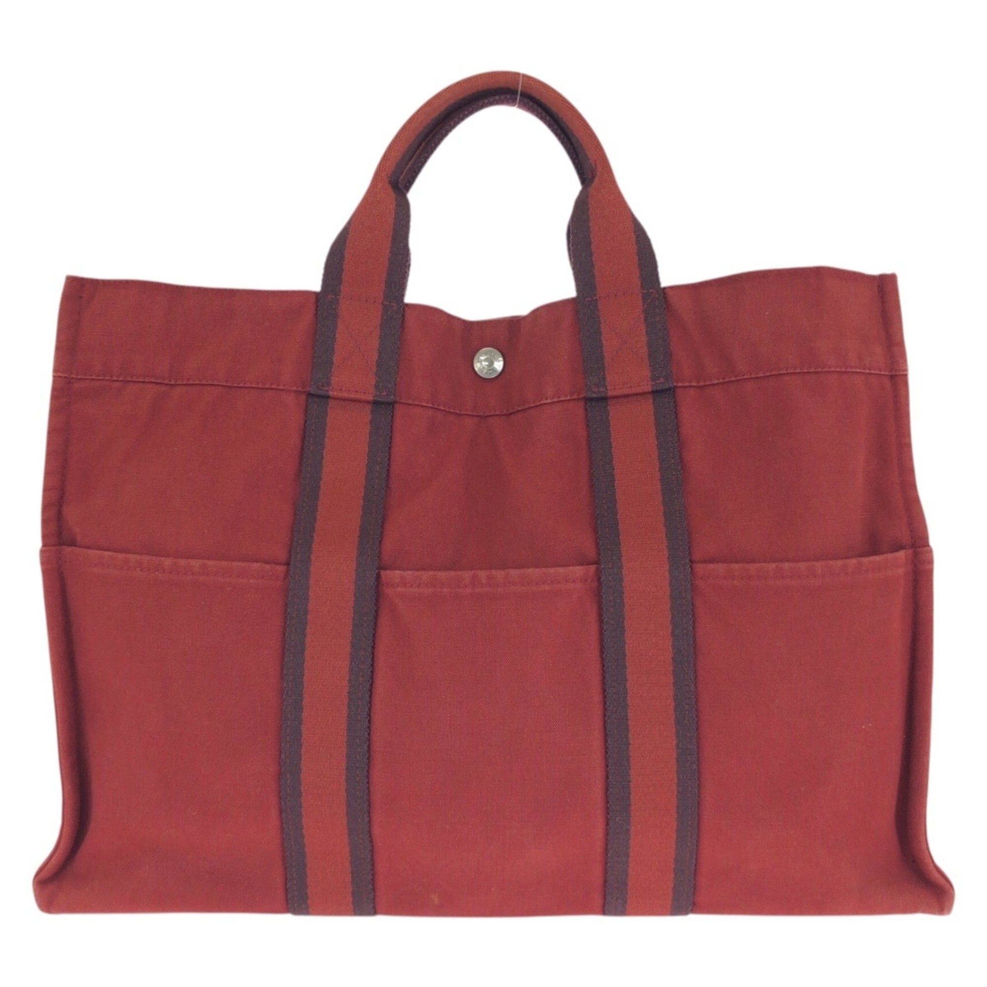Hermes HERMES Fourre-Tout MM Red Canvas Tote Bag Handbag for Women Size ONE SIZE - 1 Thumbnail