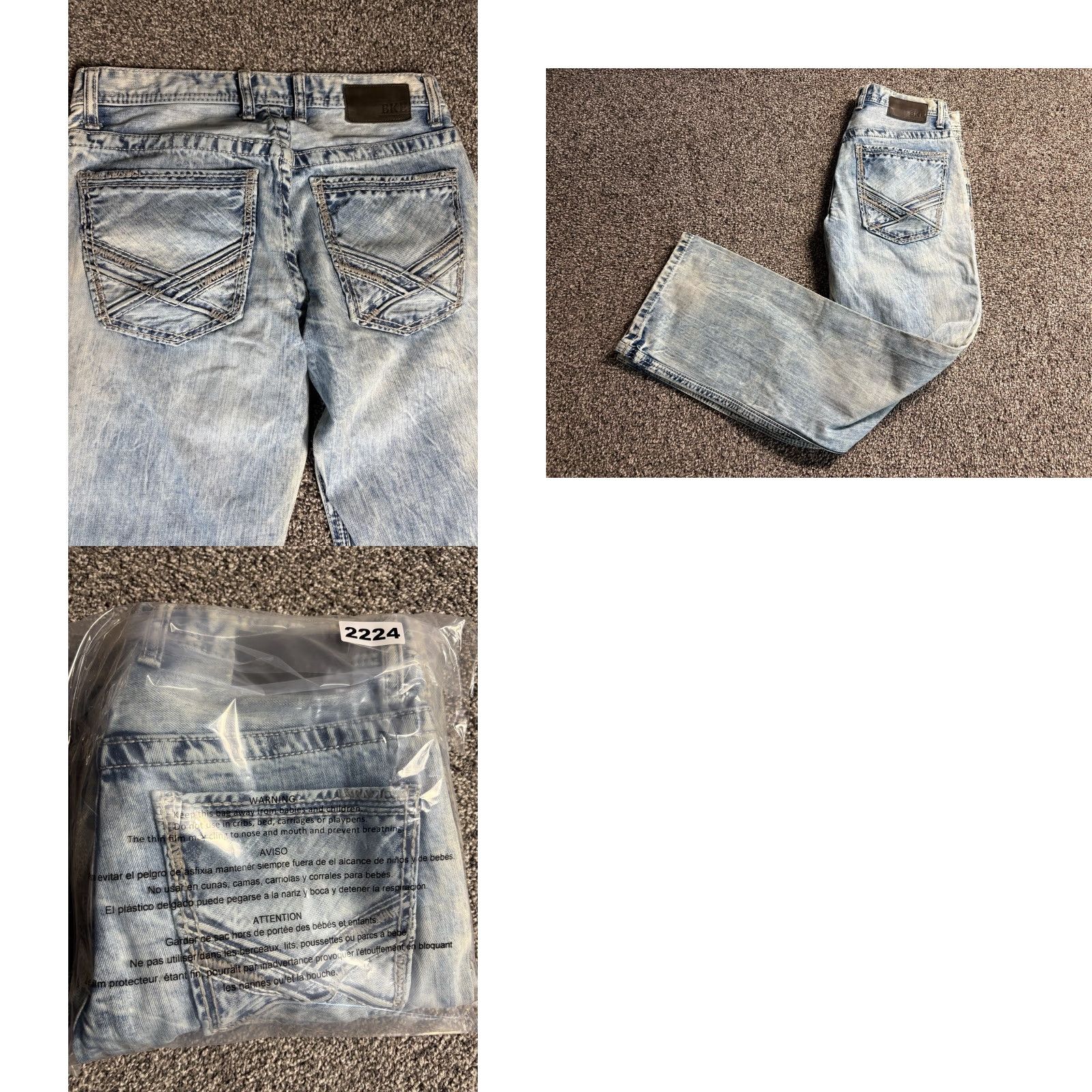 BKE VINTAGE BKE Jake Jeans Mens 31x30 Straight Light Blue Distressed Acid Wash Size US 31 - 9 Thumbnail