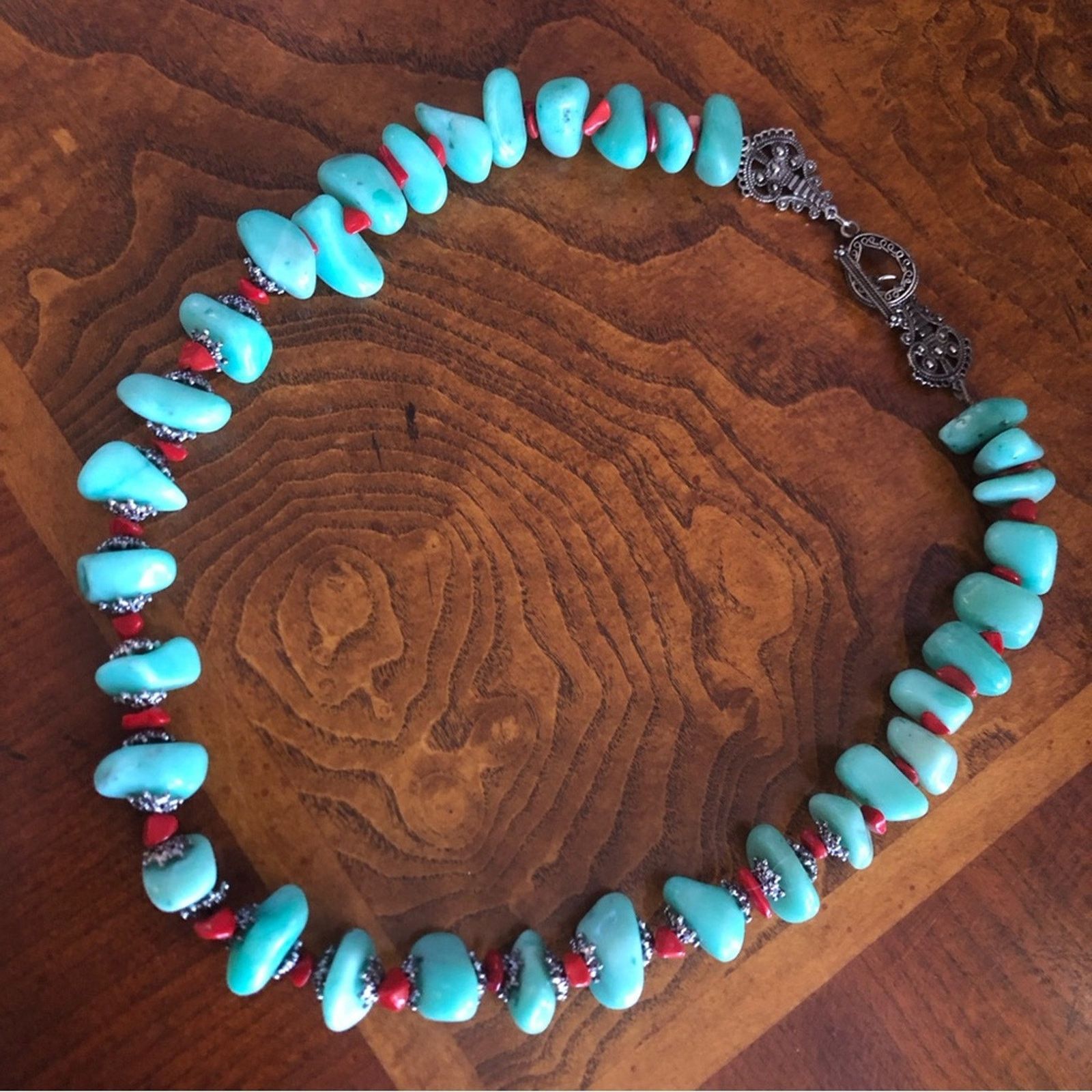 Handmade Hand crafted southwest style green chalcedony coral necklac Size ONE SIZE - 8 Thumbnail